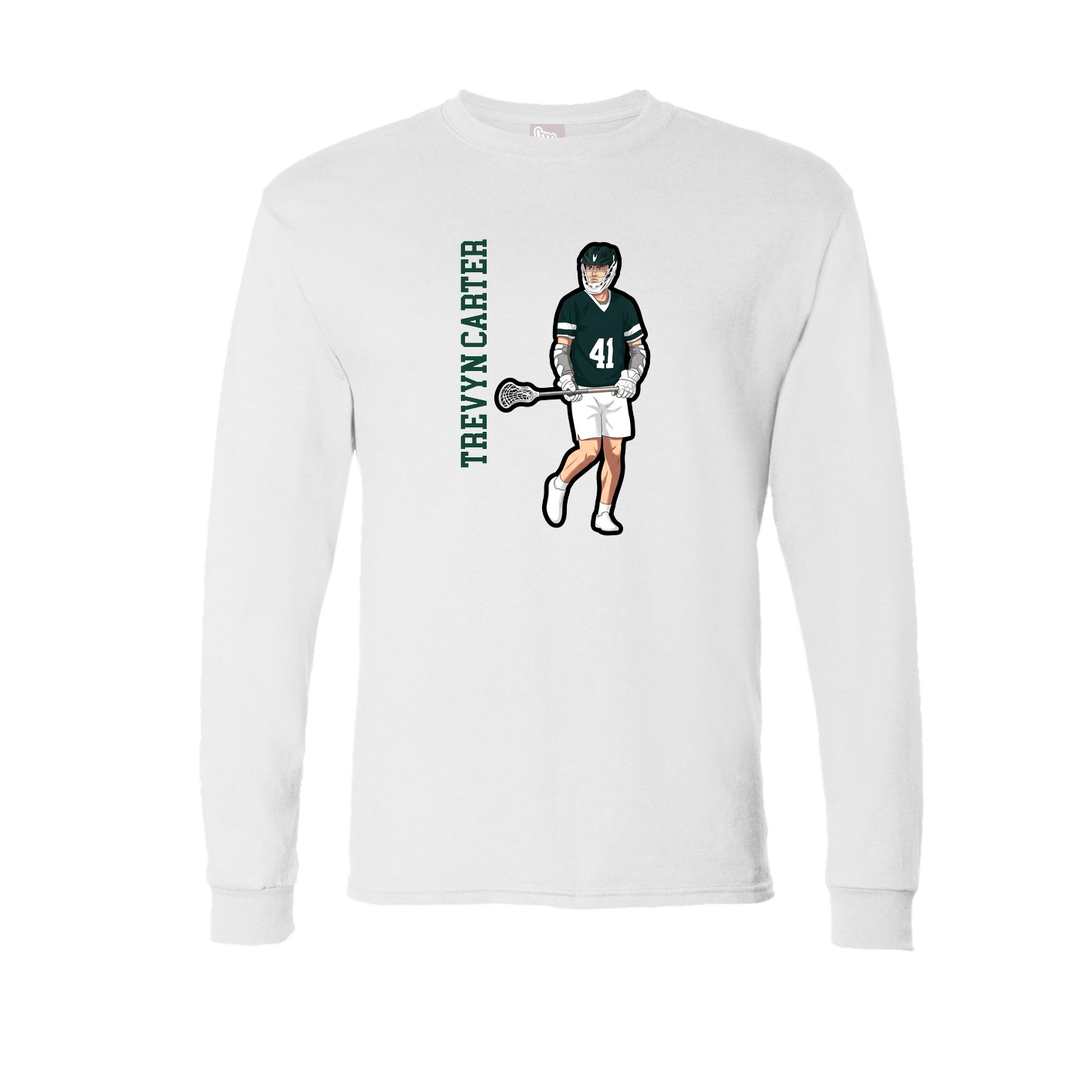 Long Sleeve Tee — Name Vertical in White