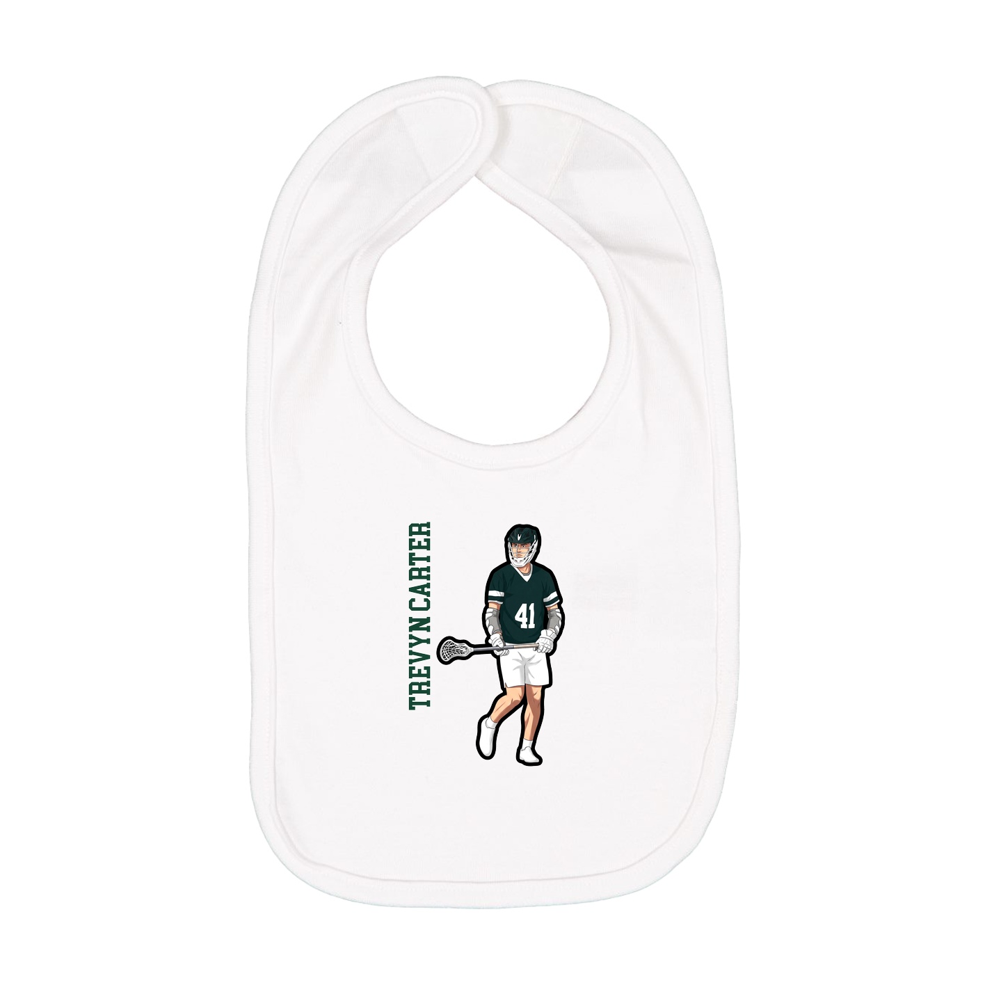 Infant Bib — Name Vertical in White