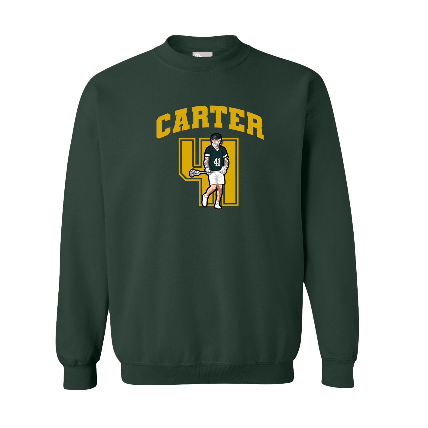 Fleece Crew — Number in Green