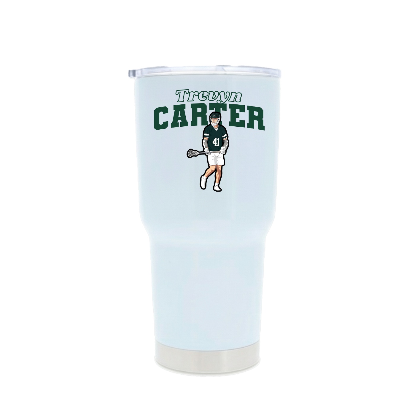 30oz Stainless Steel Tumbler — Name Arch in White