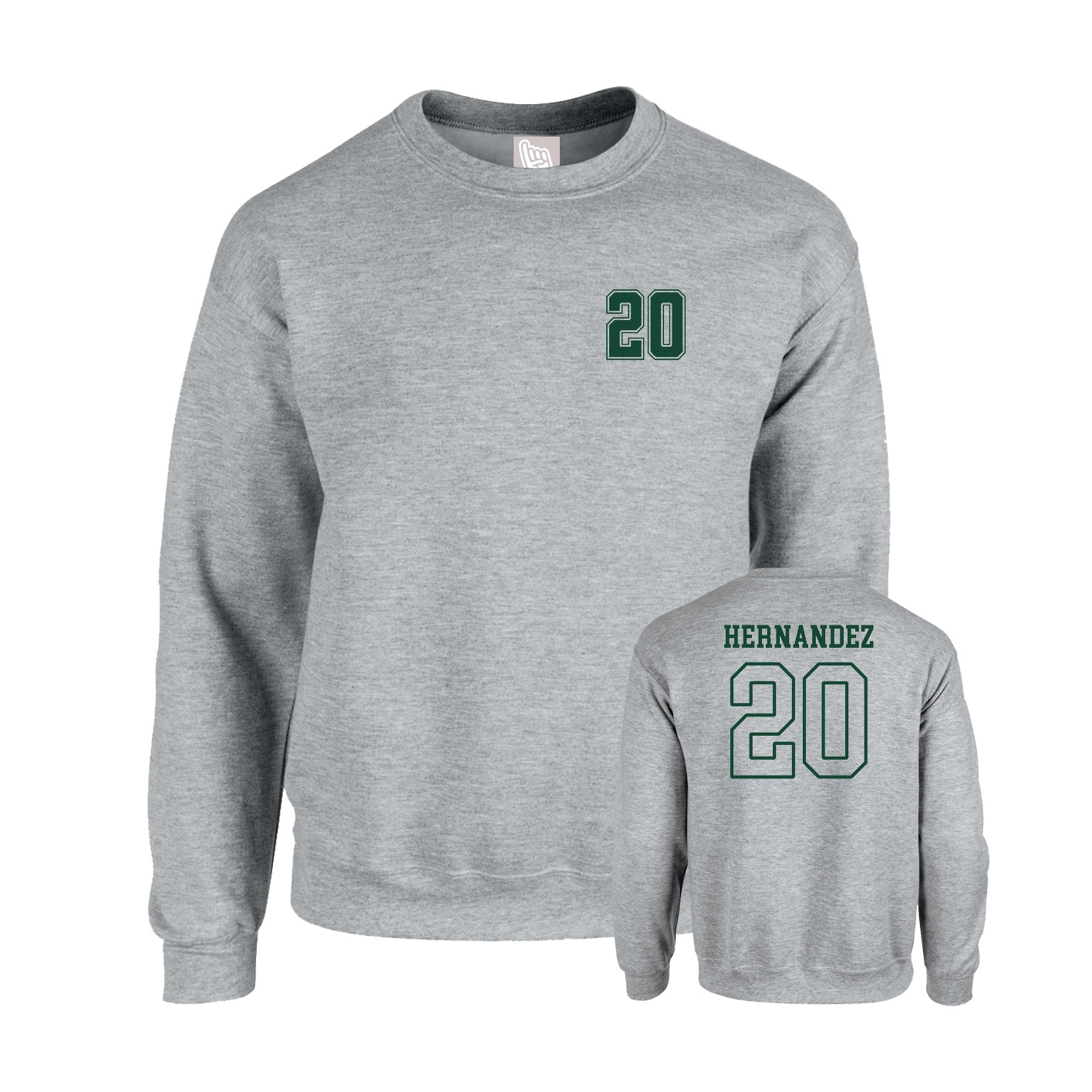 Fleece Crew — Chest Back in Grey