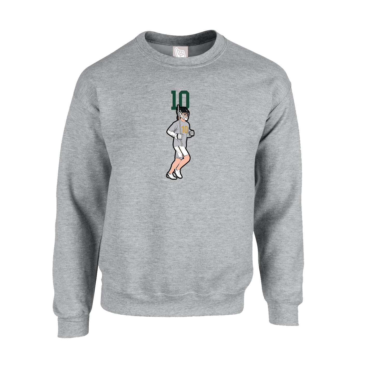 Fleece Crew — Number Top in Grey