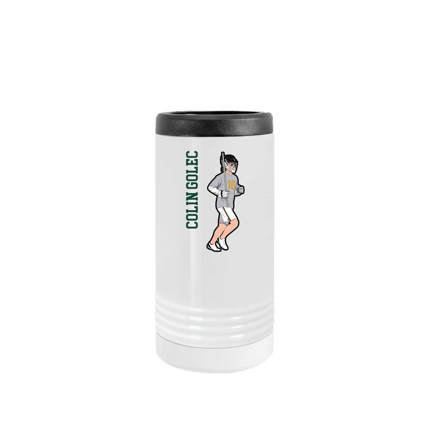 Slim Beverage Holder — Name Vertical in White