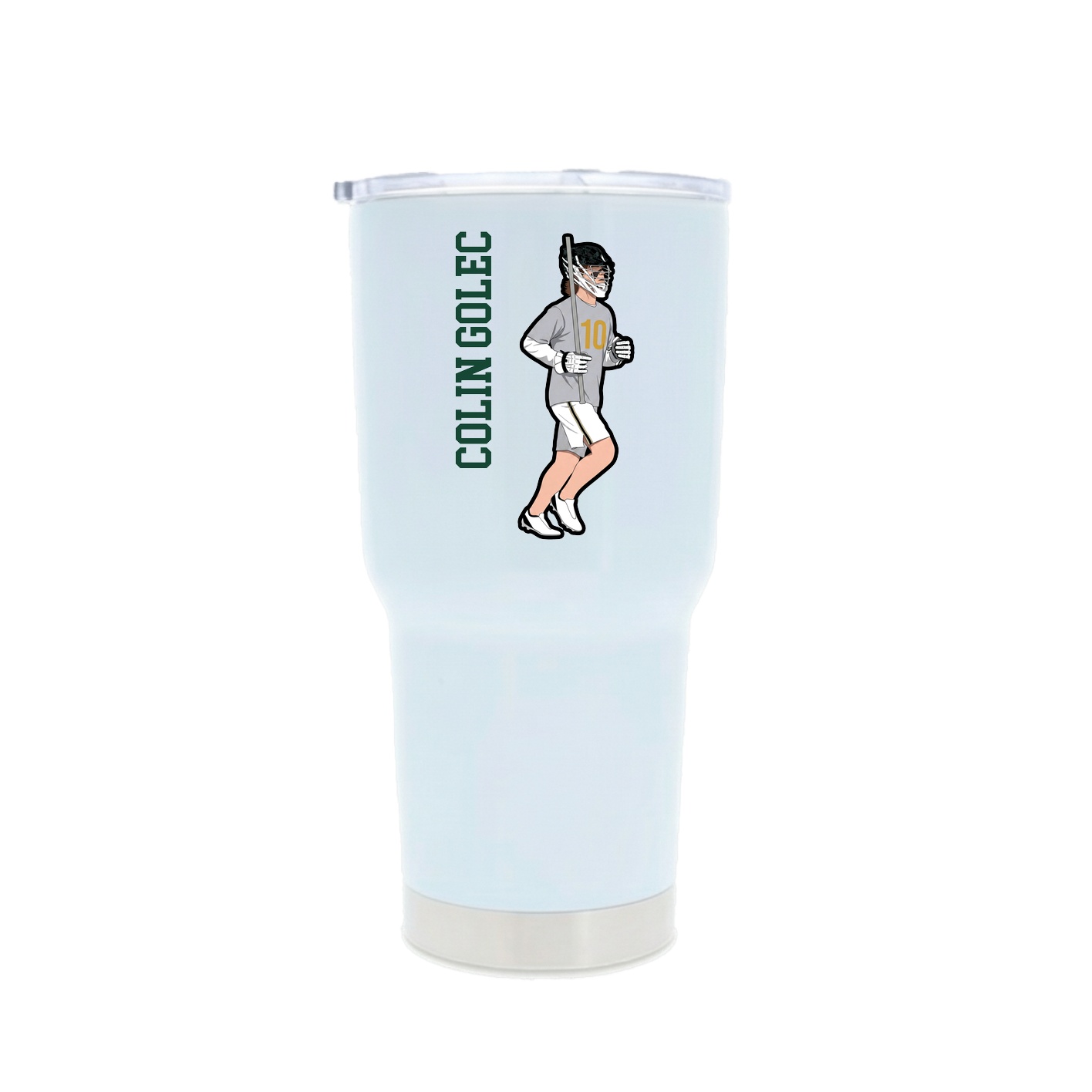 30oz Stainless Steel Tumbler — Name Vertical in White