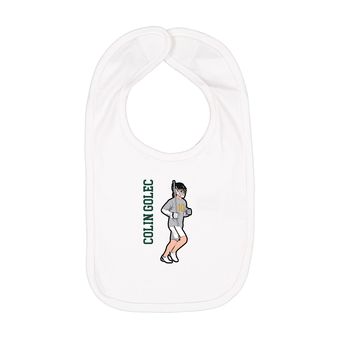 Infant Bib — Name Vertical in White