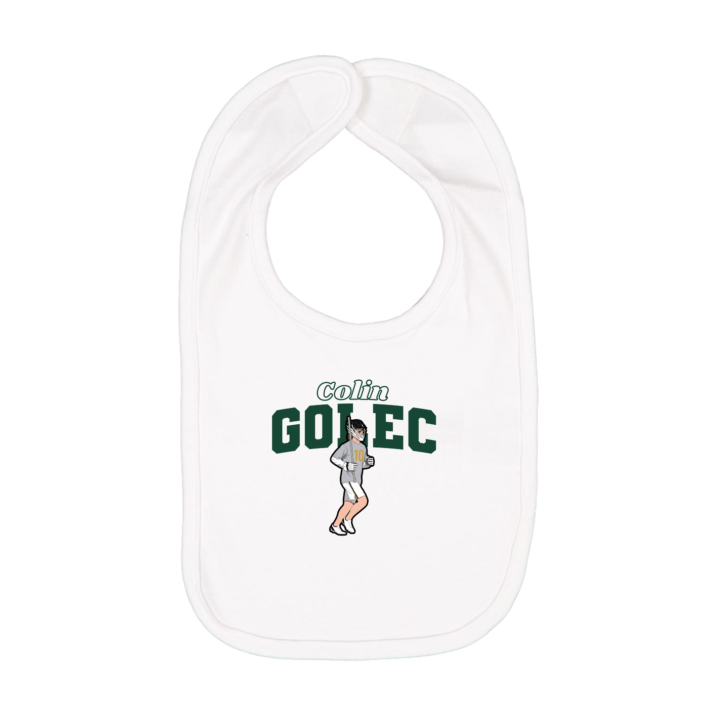 Infant Bib — Name Arch in White