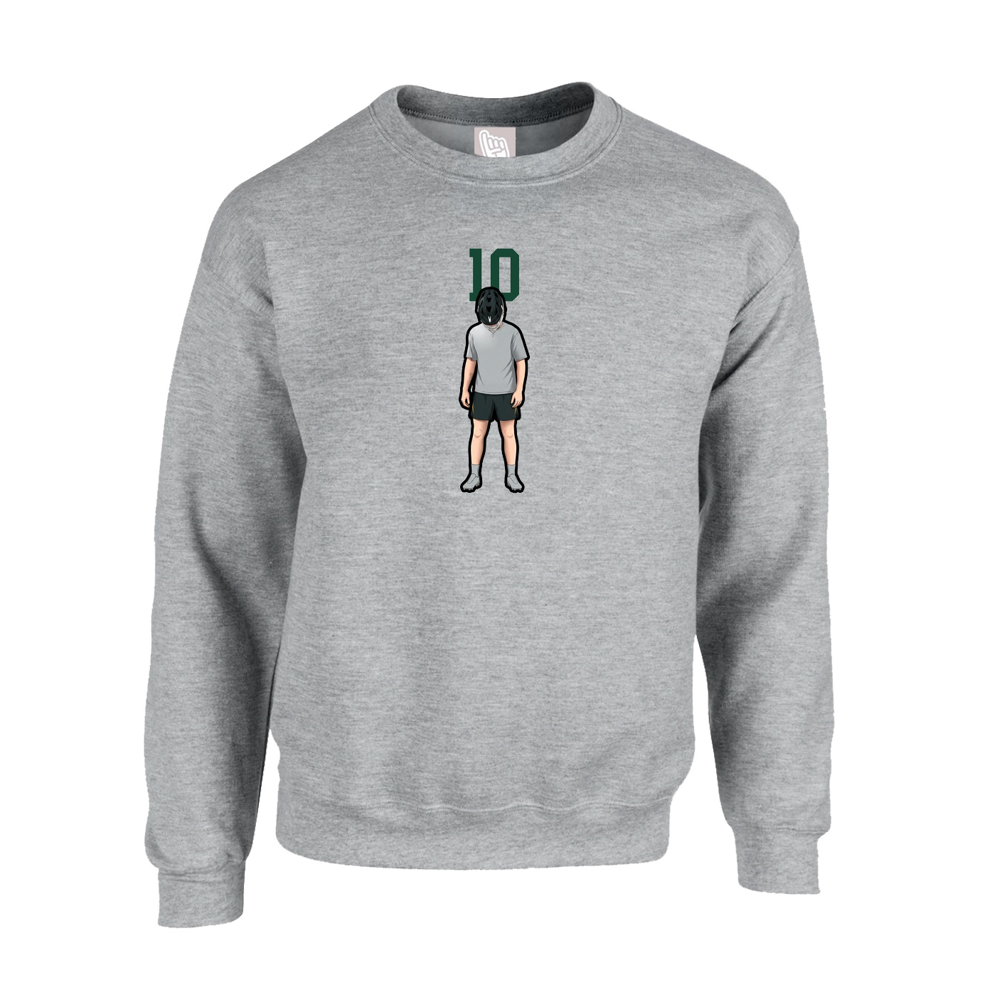 Fleece Crew — Number Top in Grey