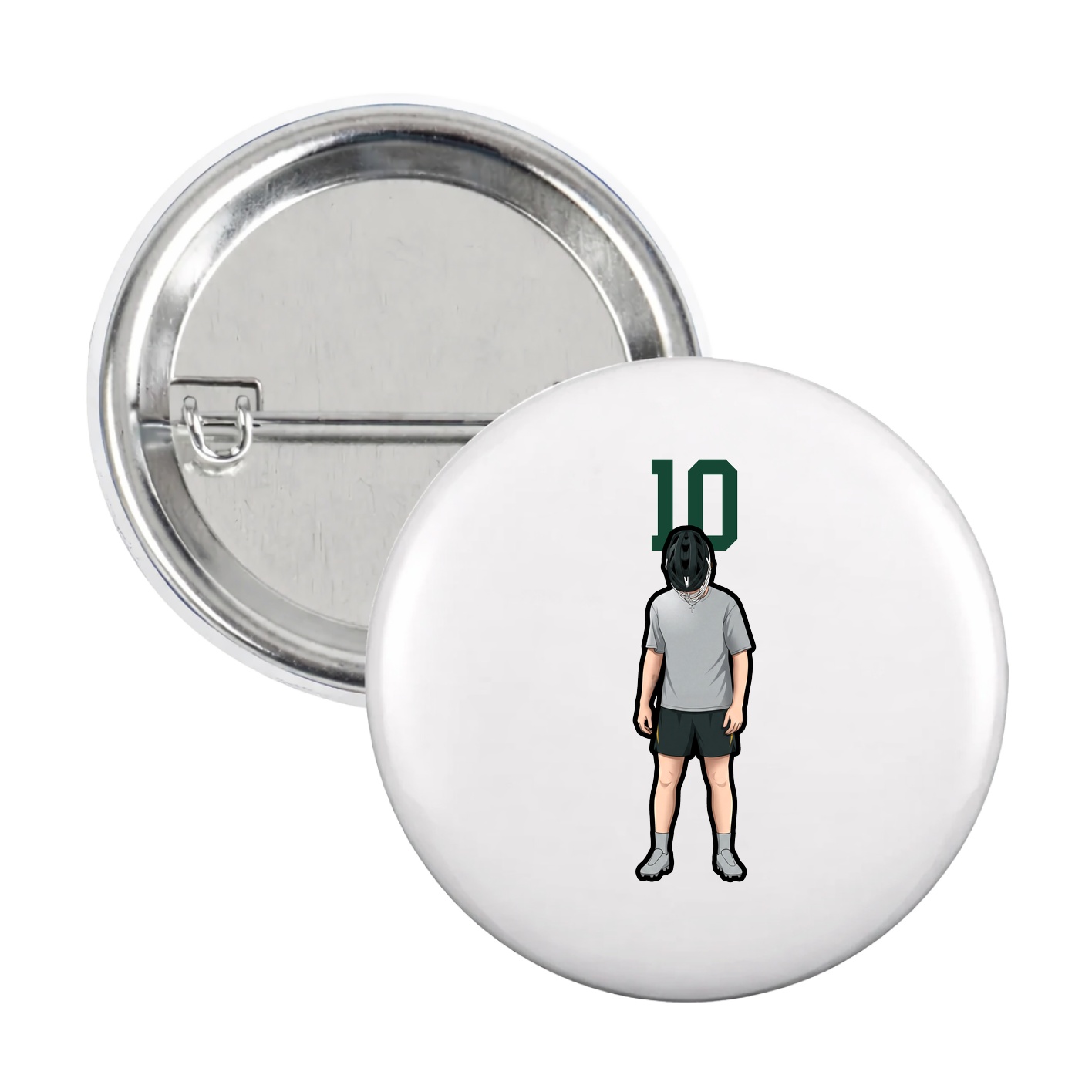 Game Day Button — Number Top in White