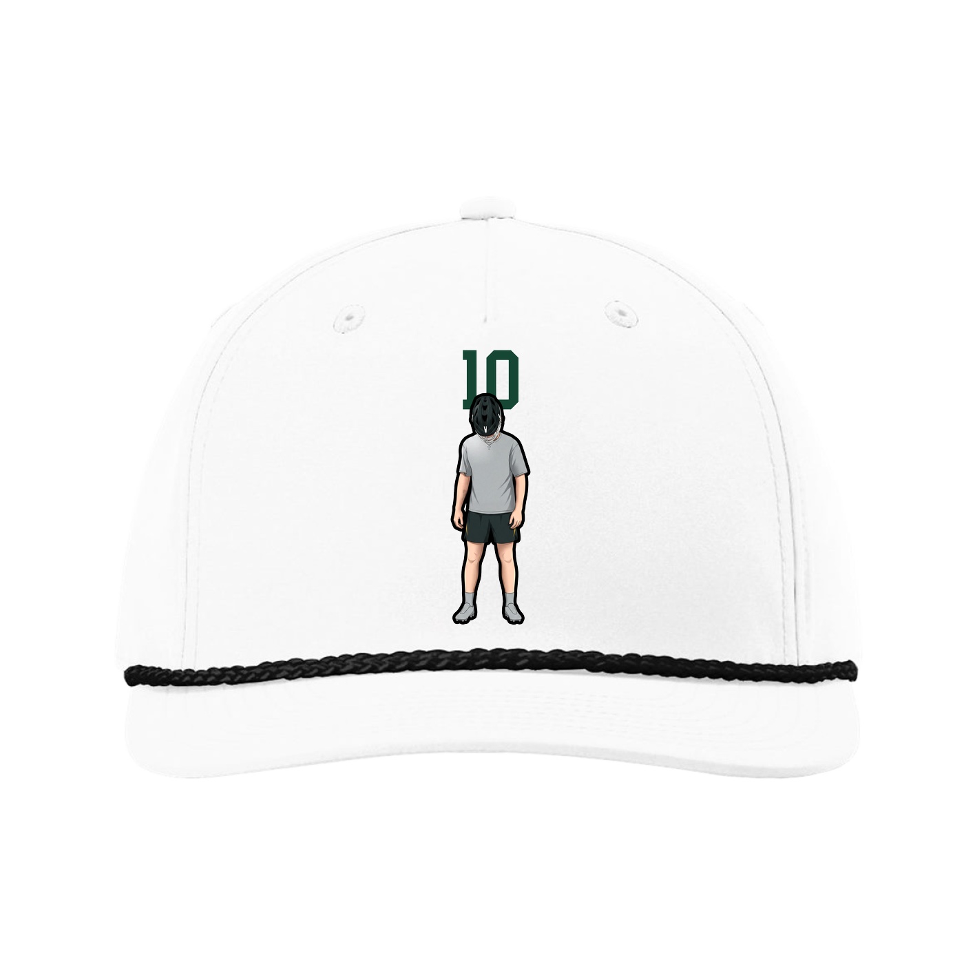 Five-Panel Classic Rope Cap — Number Top in White