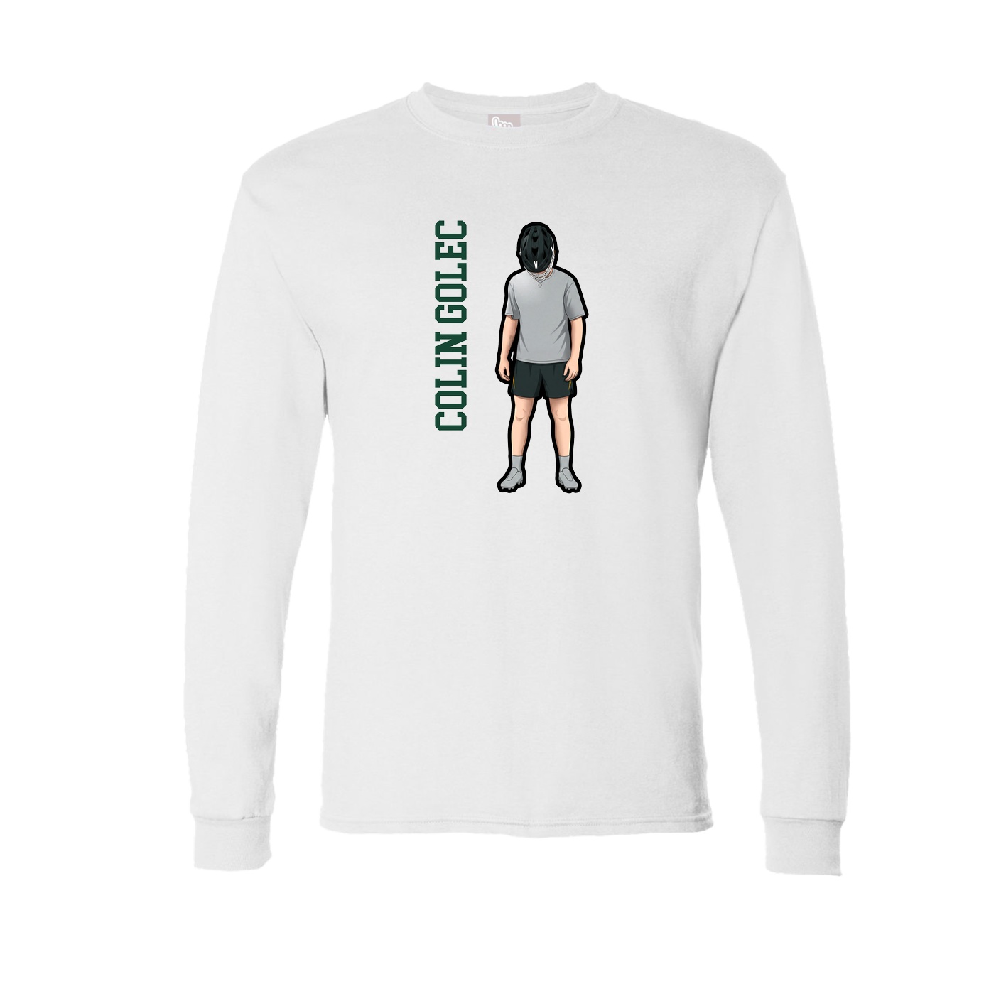 Long Sleeve Tee — Name Vertical in White