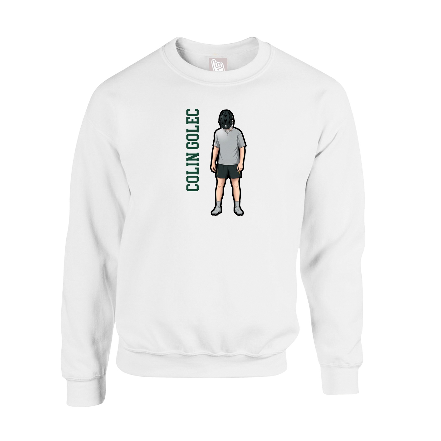 Fleece Crew — Name Vertical in White