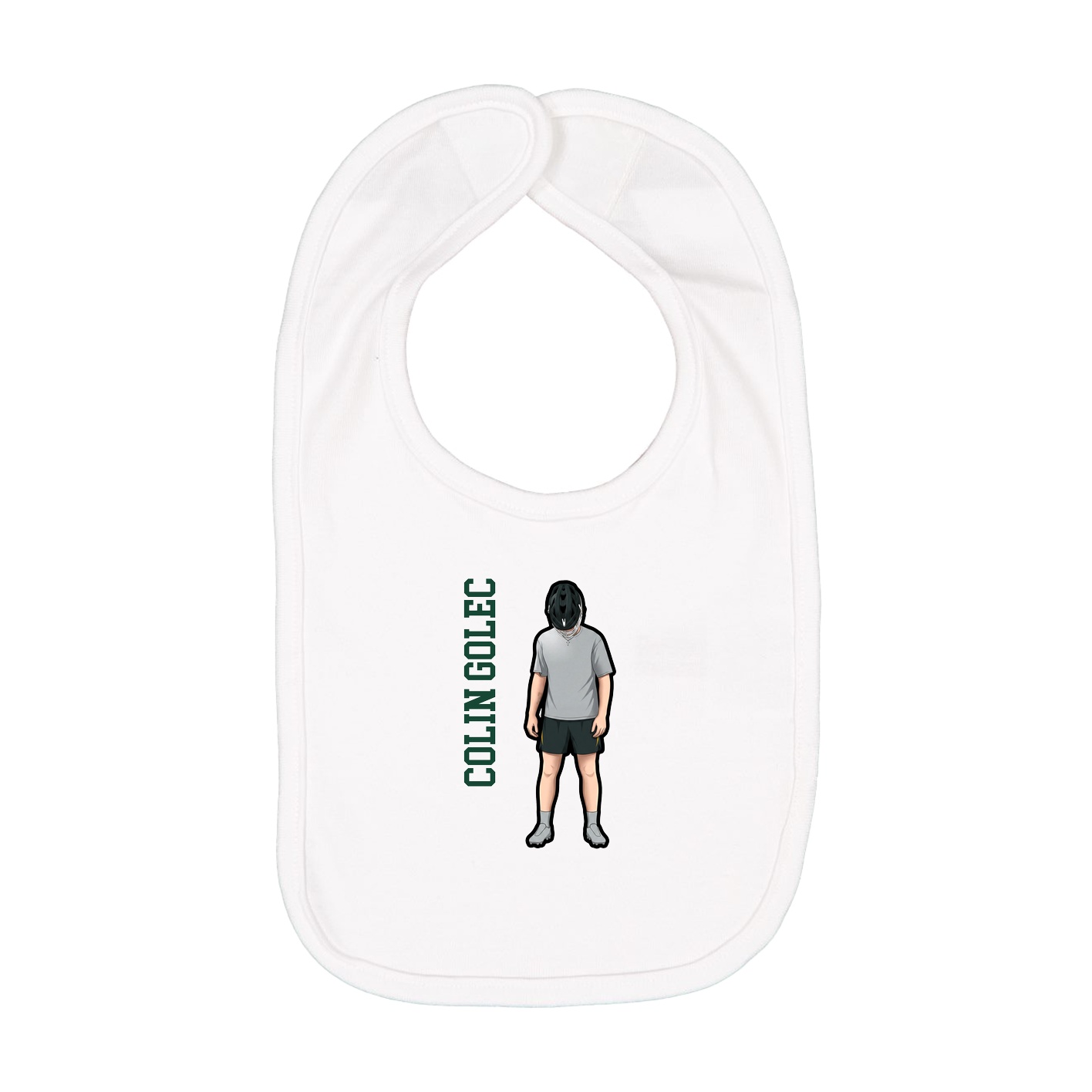 Infant Bib — Name Vertical in White