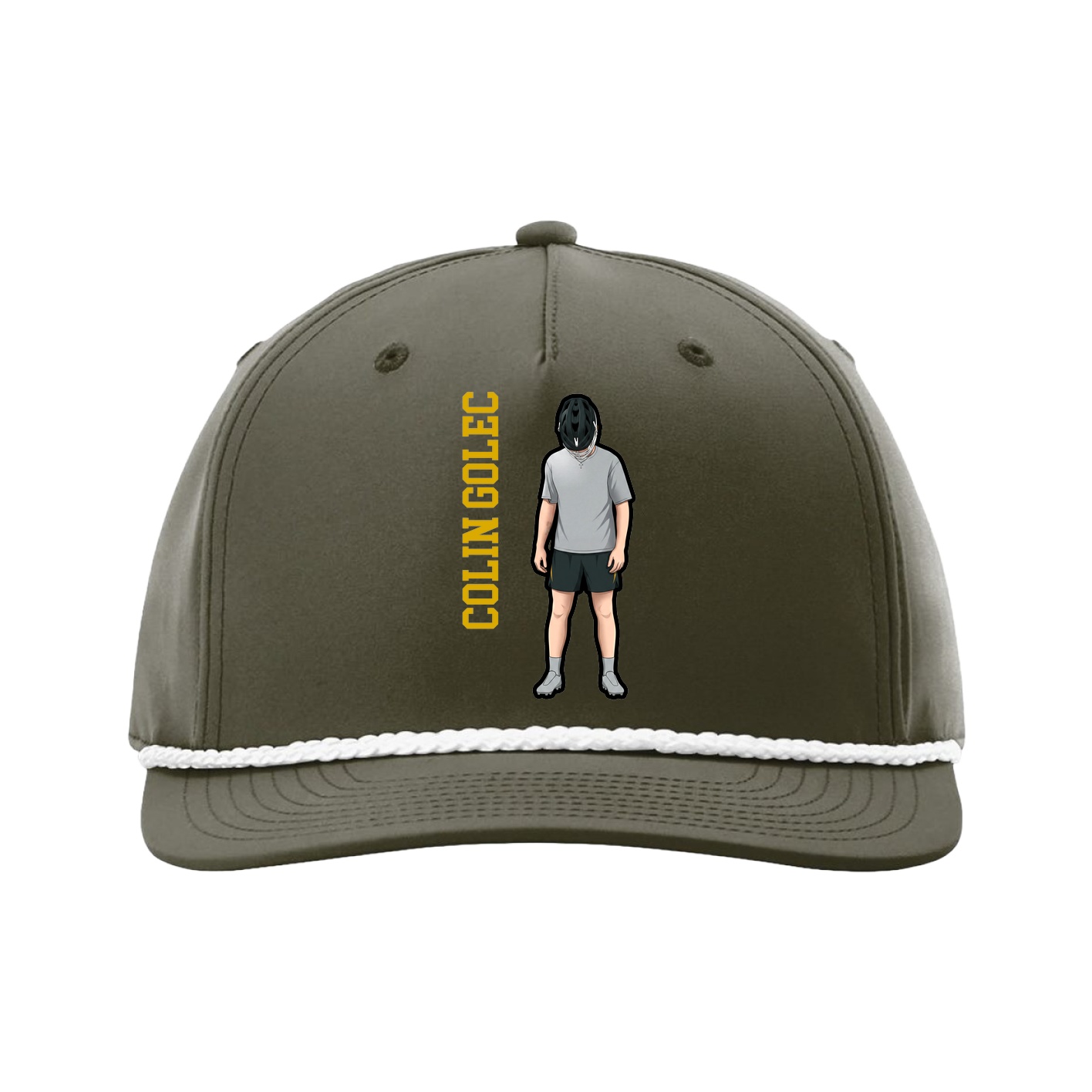 Five-Panel Classic Rope Cap — Name Vertical in Green
