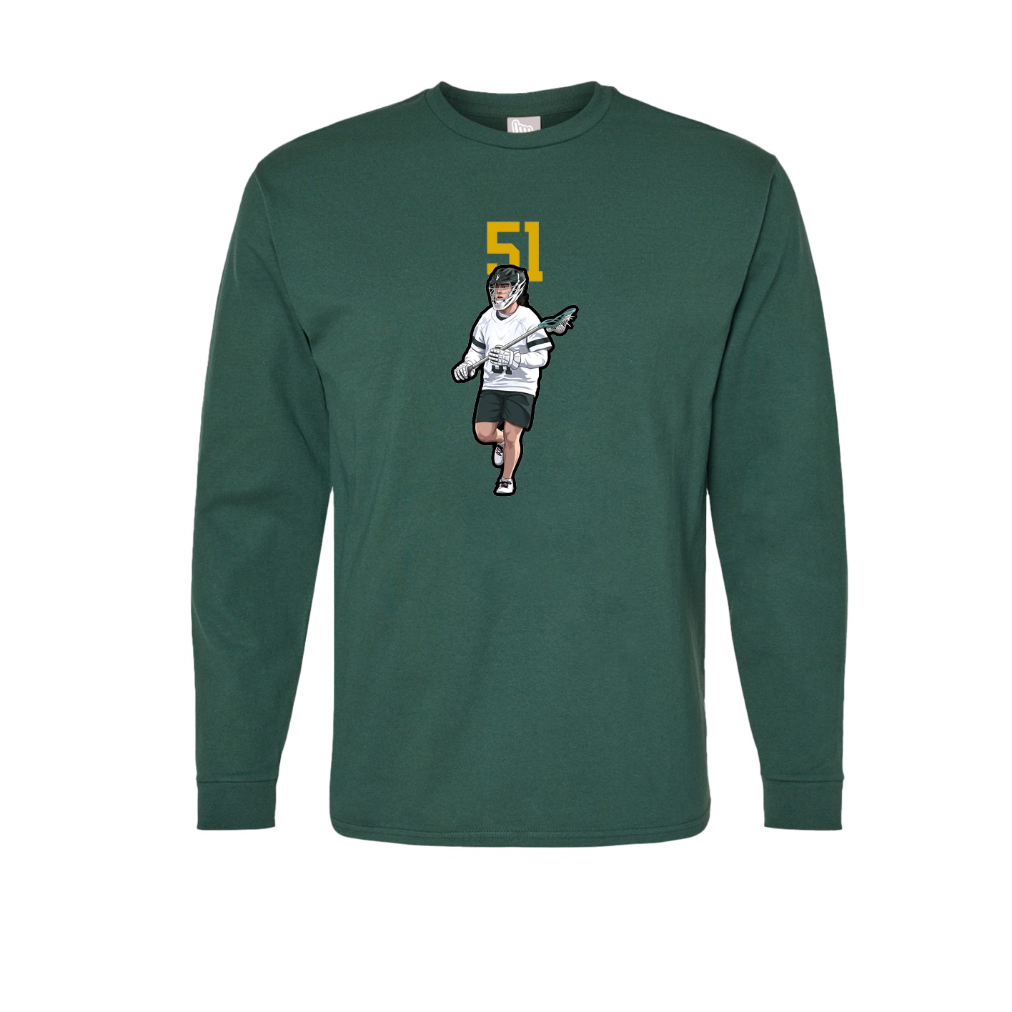 Long Sleeve Tee — Number Top in Green