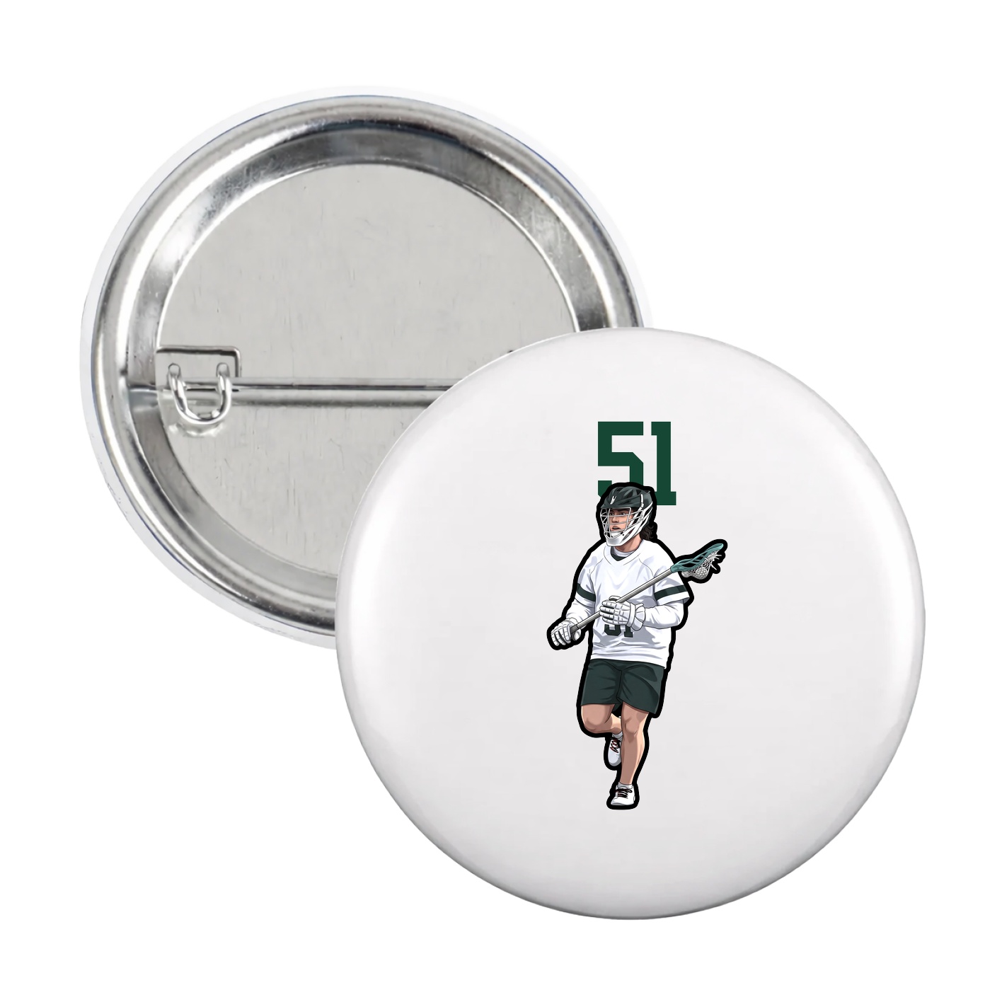Game Day Button — Number Top in White