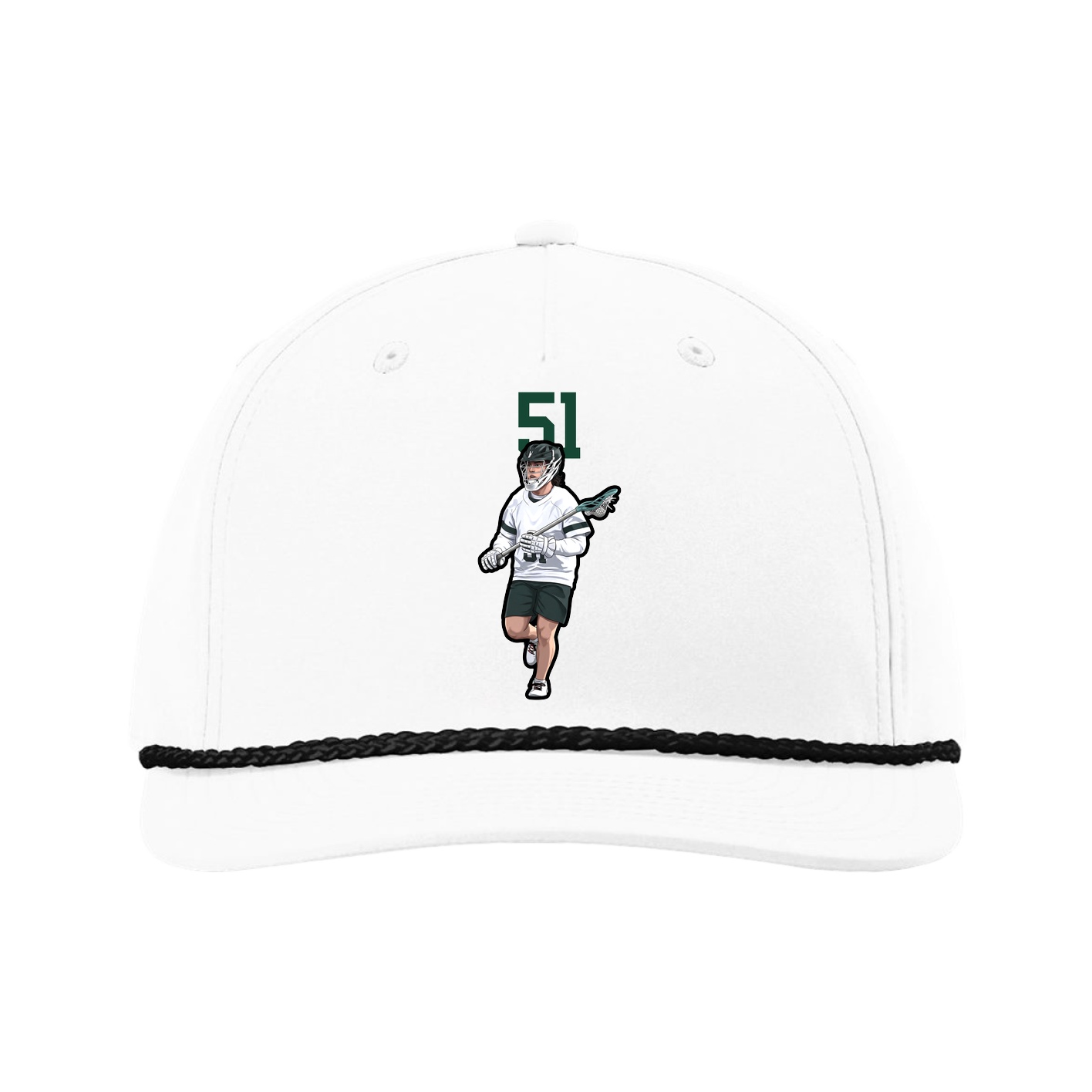 Five-Panel Classic Rope Cap — Number Top in White