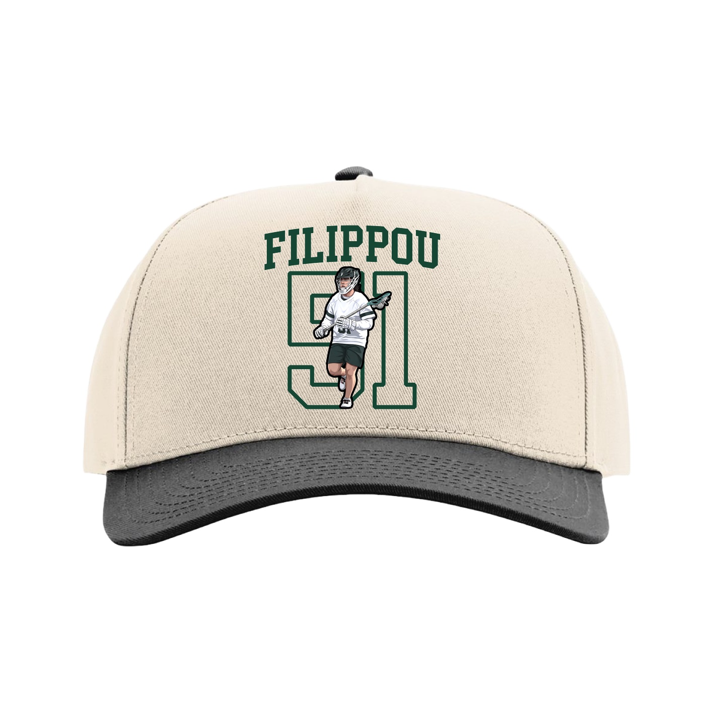 Full Fabric Five-Panel Champ Cap — Shirsey in Cream/Black