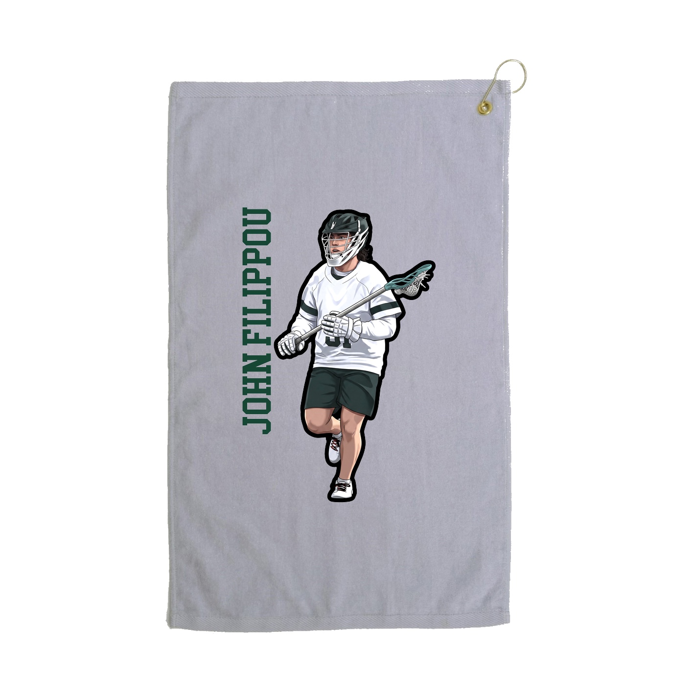 Golf Towel — Name Vertical in Grey