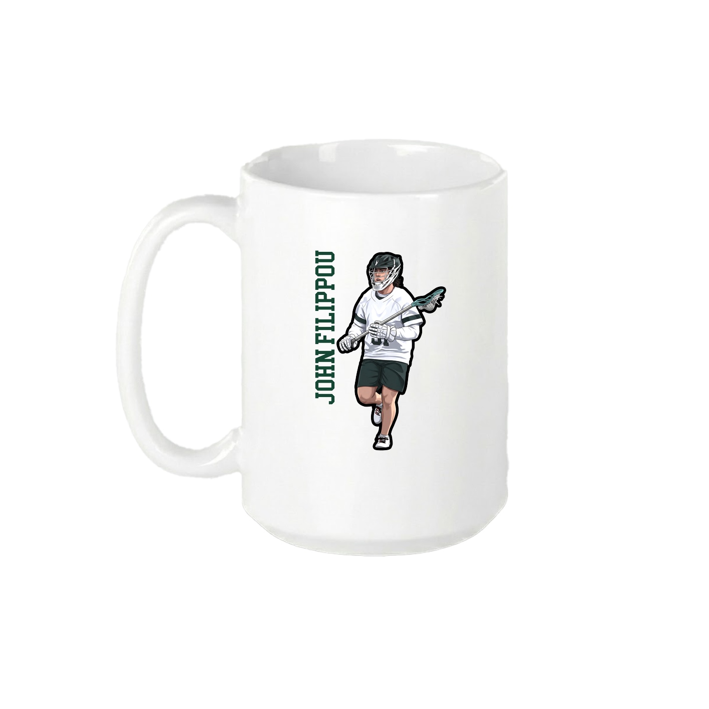 15oz Coffee Mug — Name Vertical in White