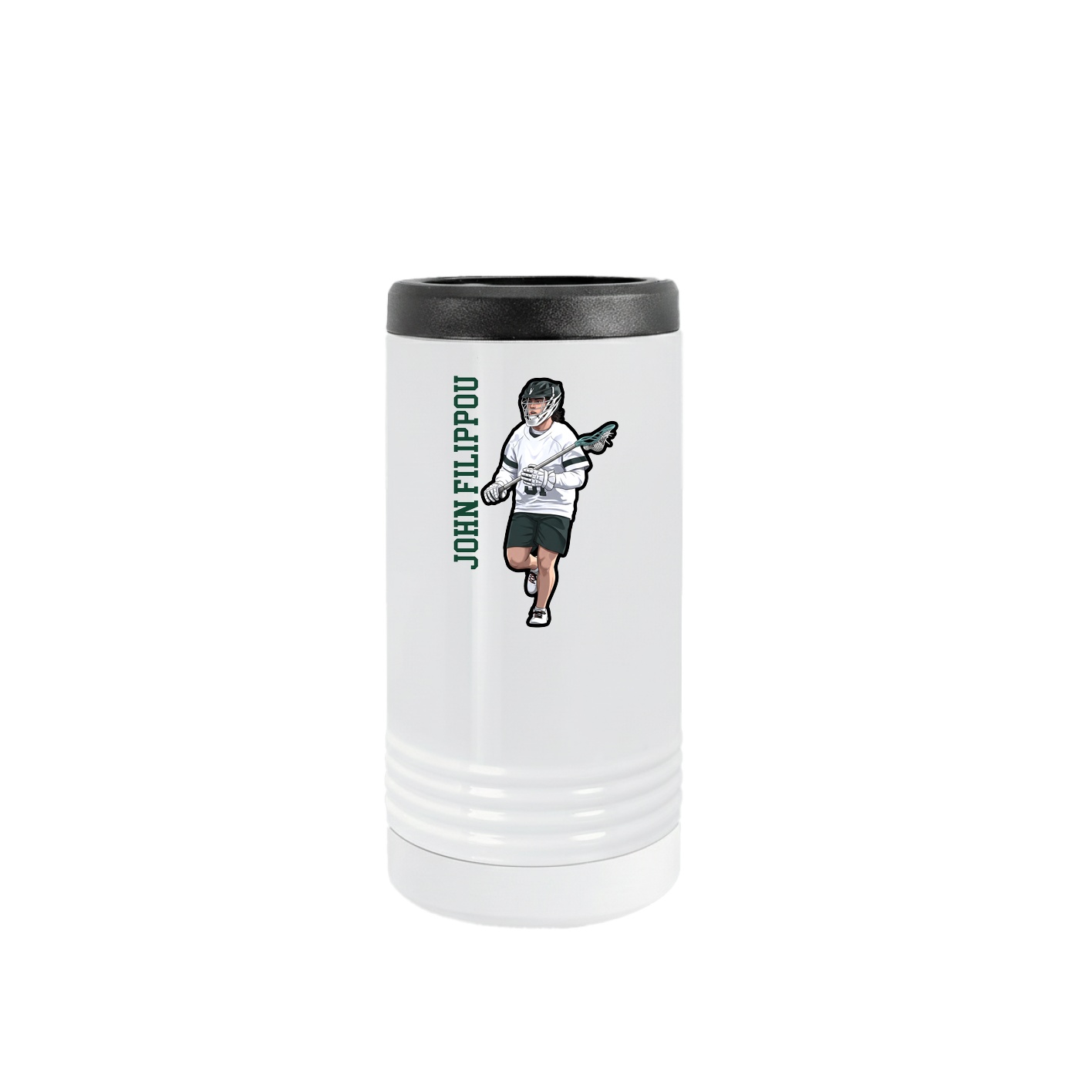 Slim Beverage Holder — Name Vertical in White