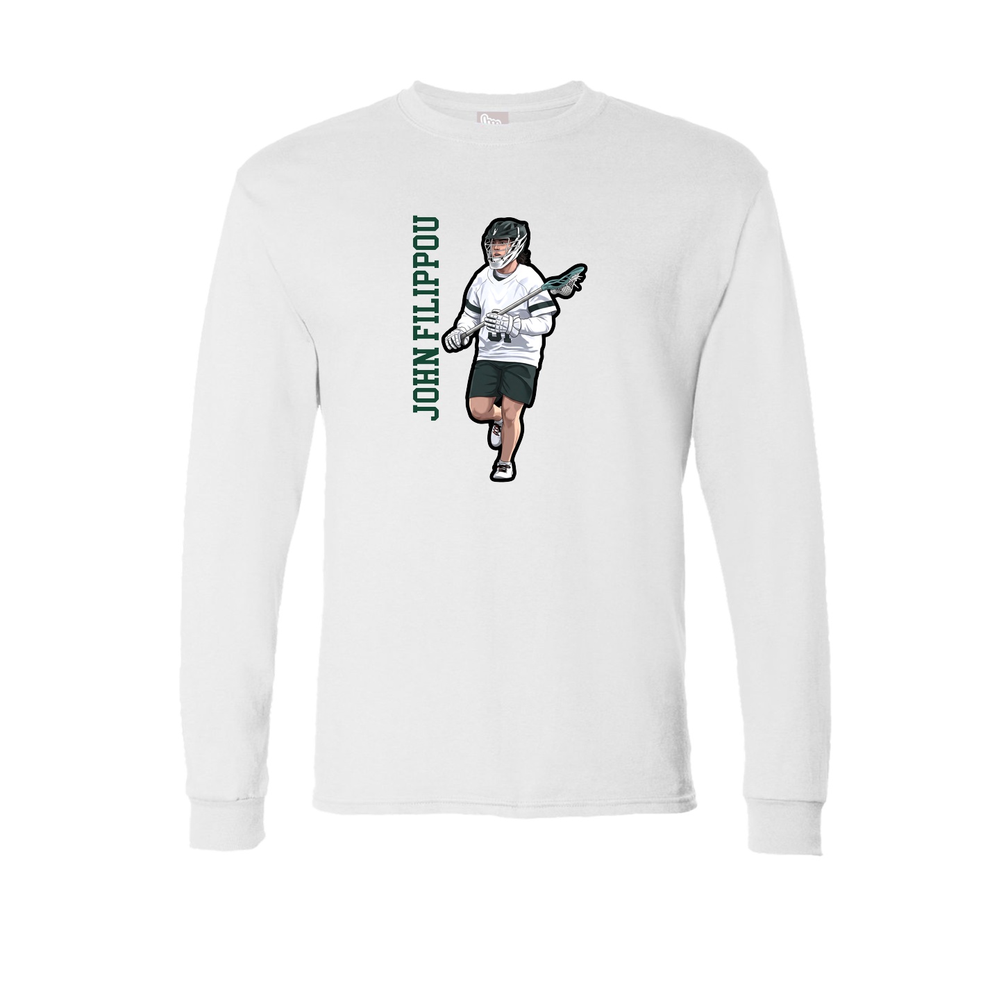 Long Sleeve Tee — Name Vertical in White