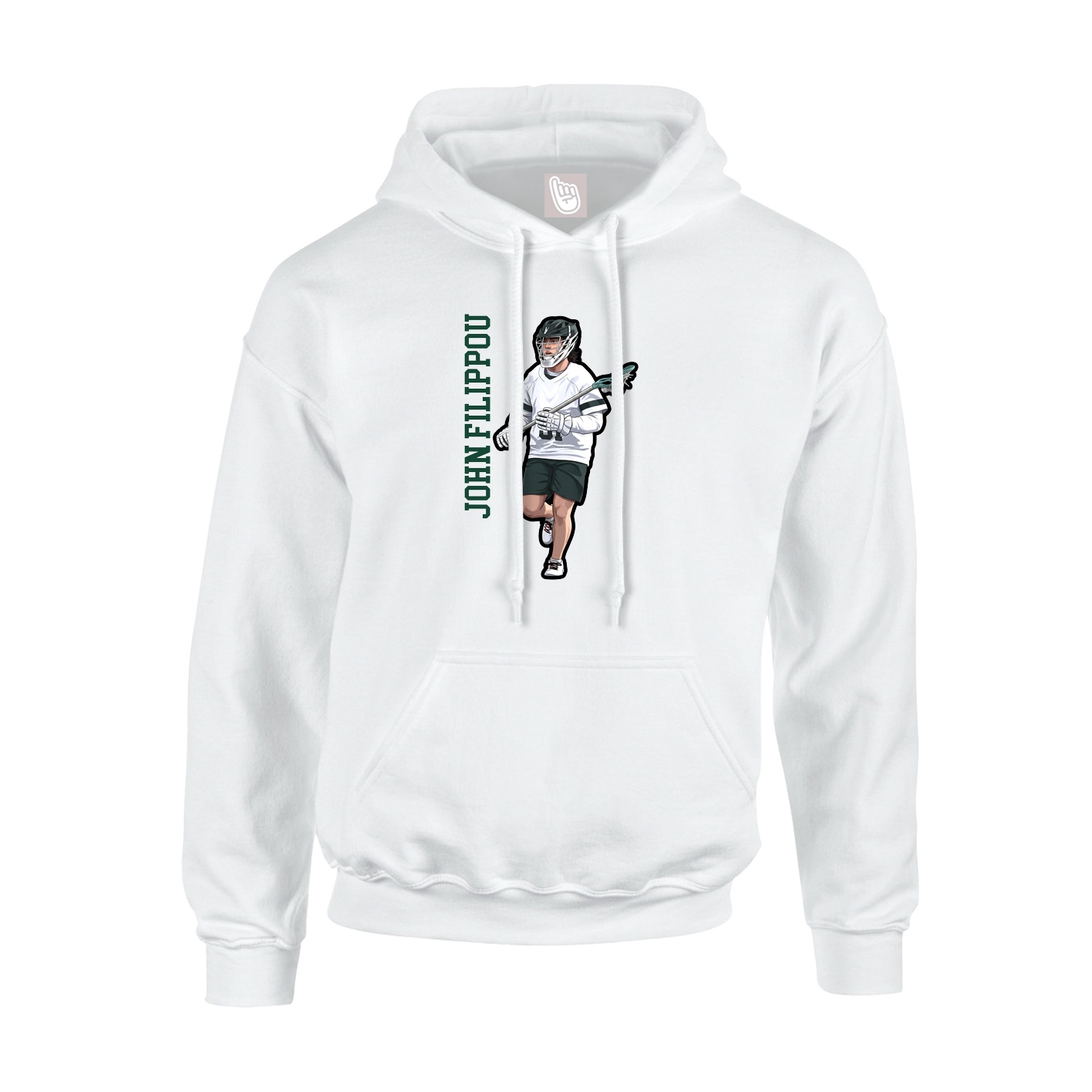 Youth Hoodie — Name Vertical in White