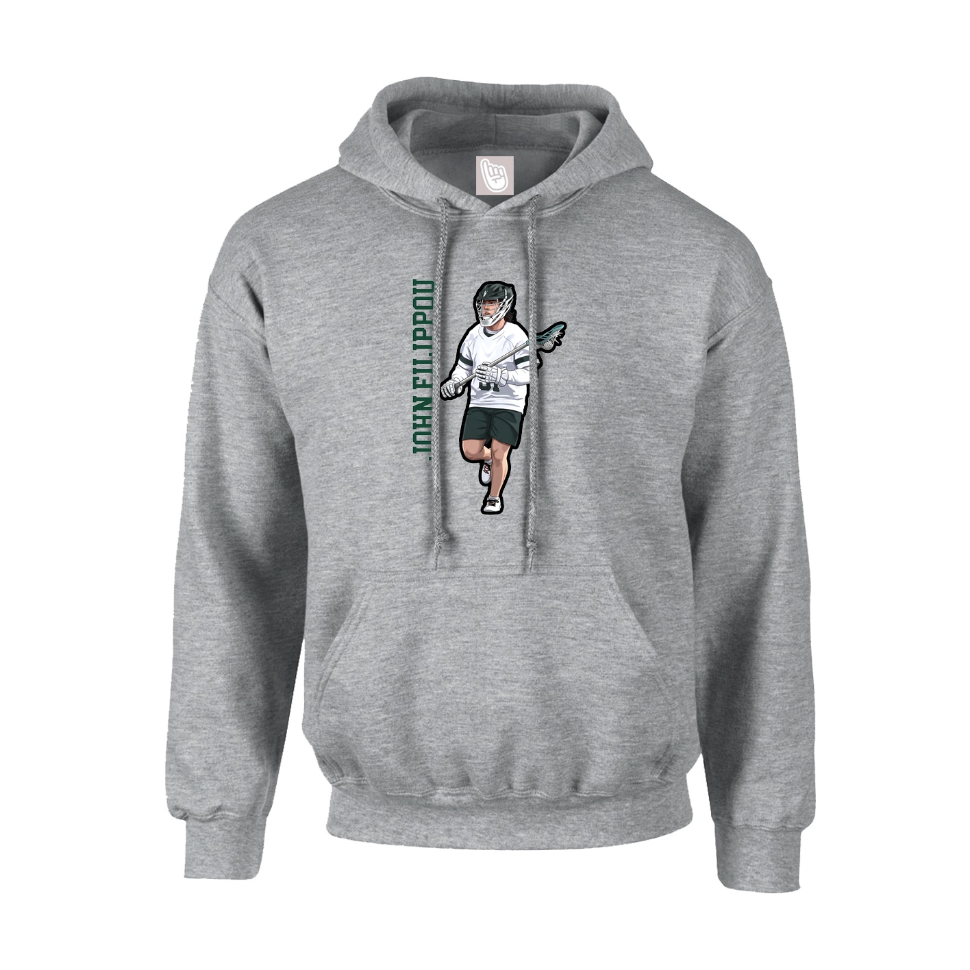 Youth Hoodie — Name Vertical in Grey