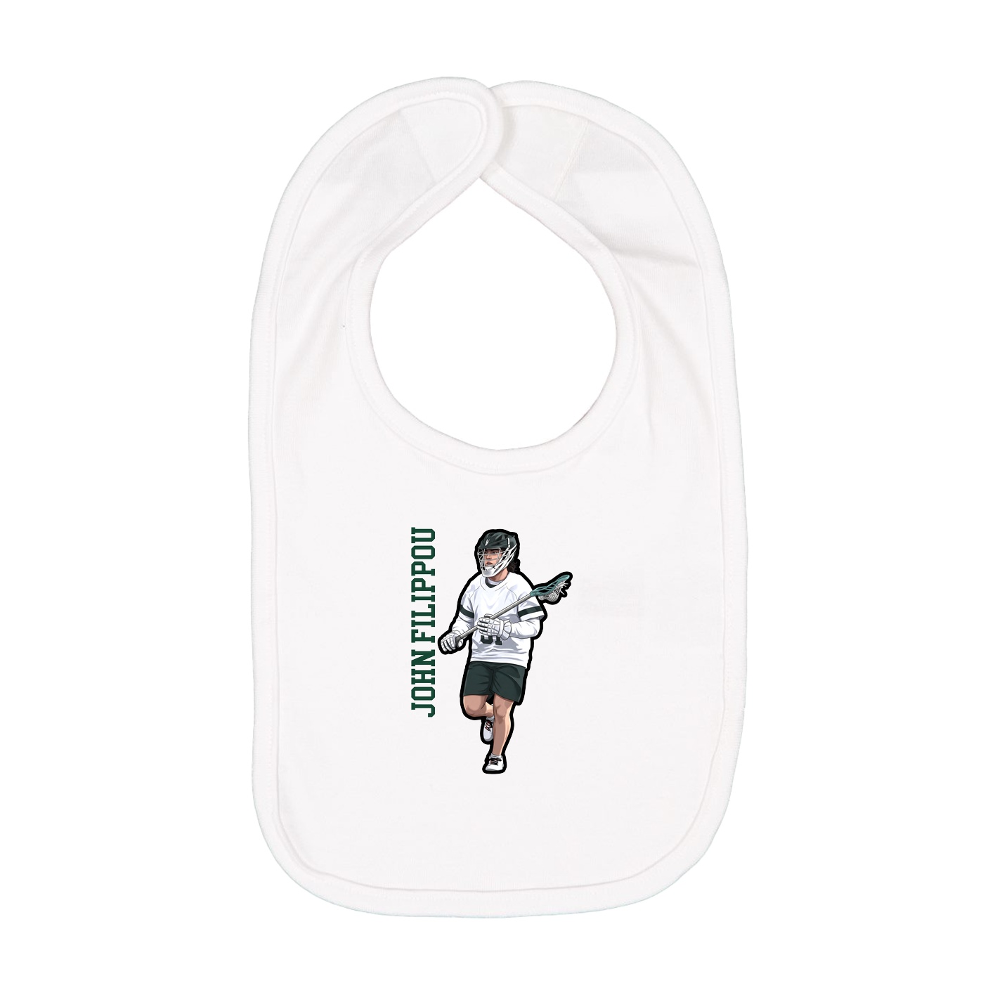 Infant Bib — Name Vertical in White