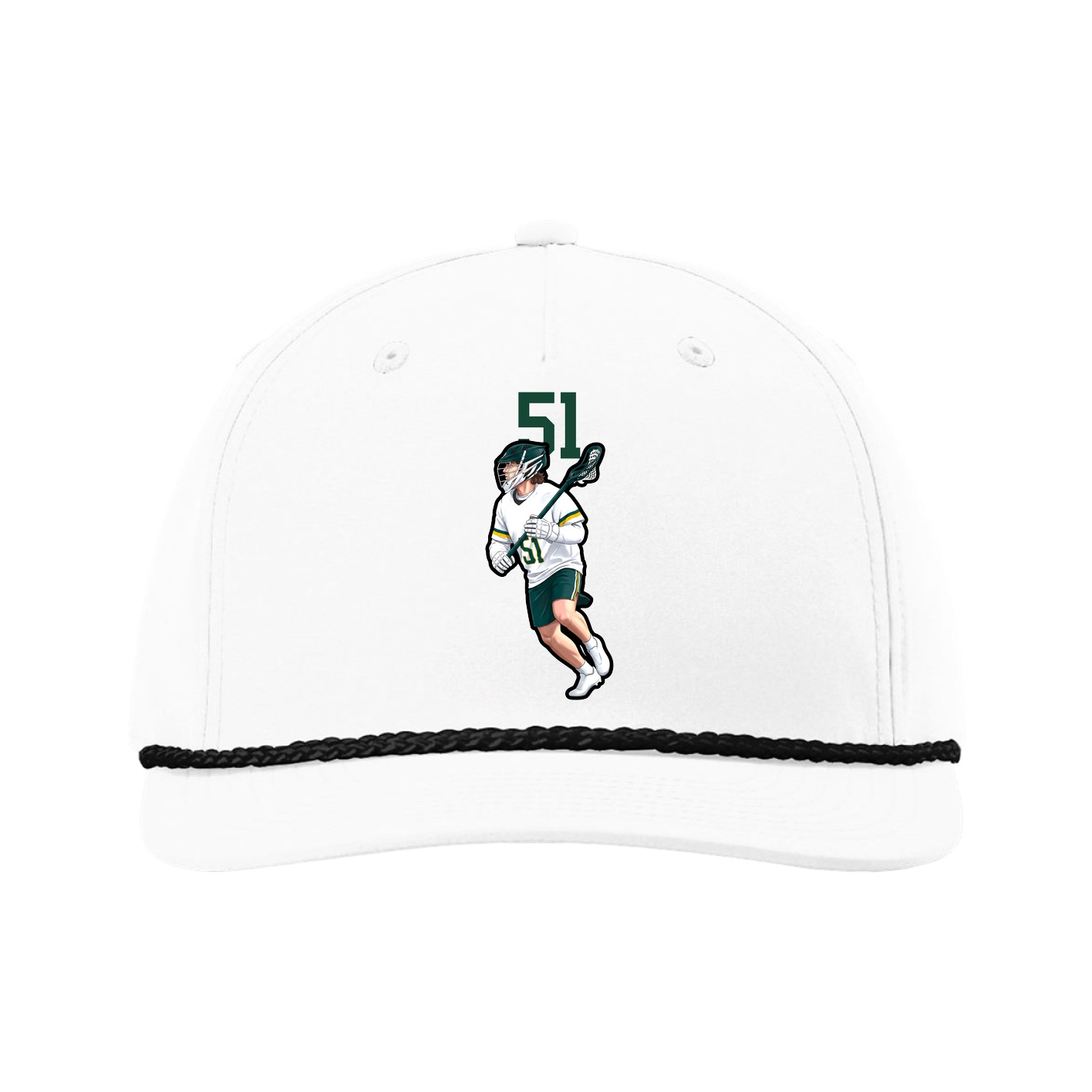 Five-Panel Classic Rope Cap — Number Top in White