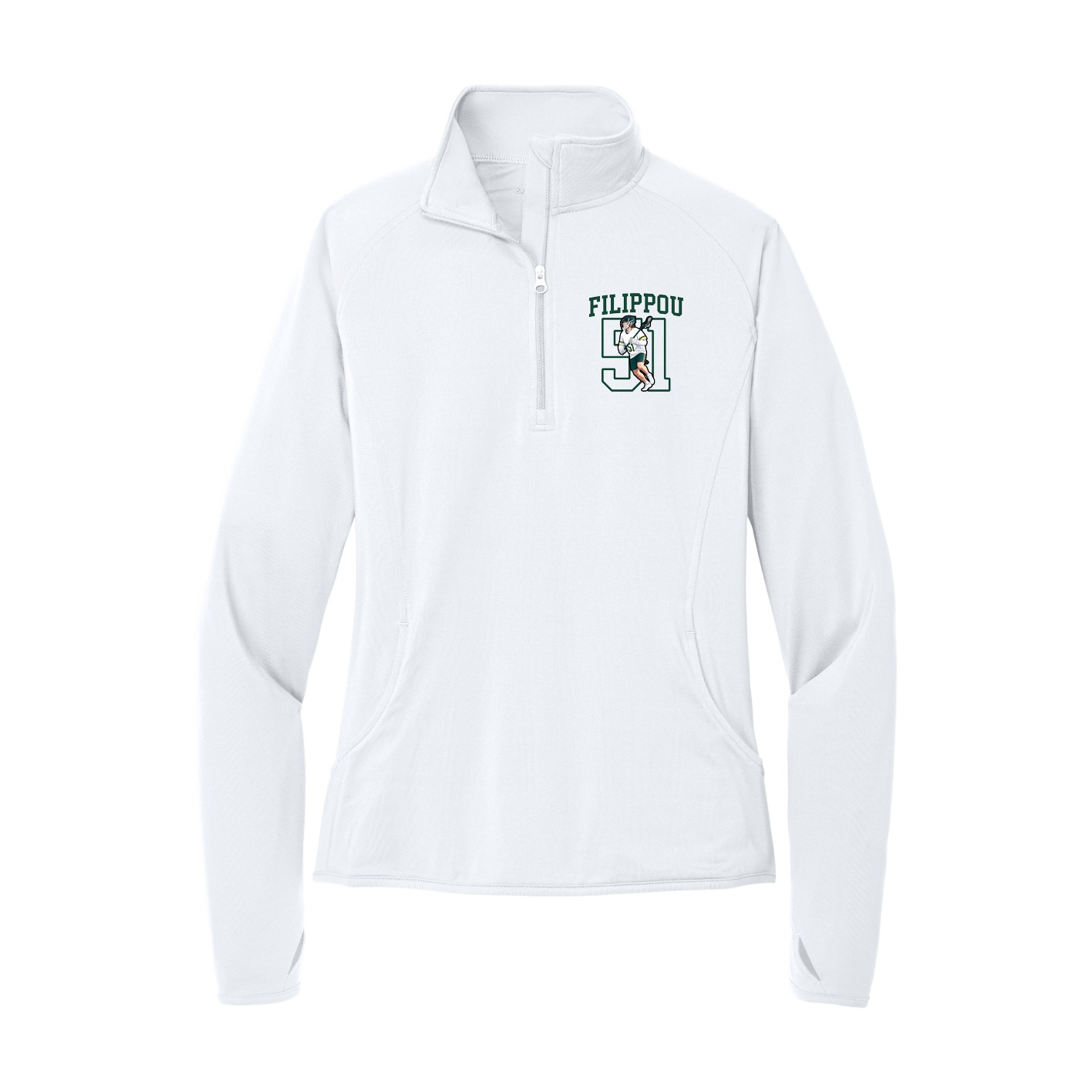 Women's Q-Zip Pullover — Shirsey in White