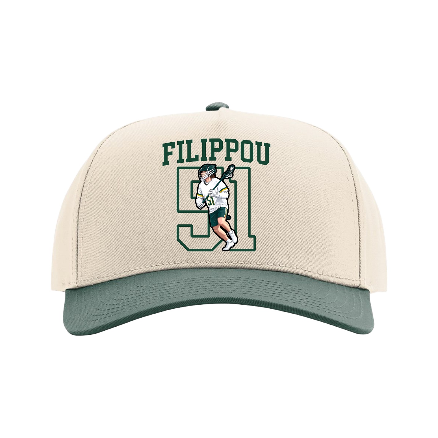 Full Fabric Five-Panel Champ Cap — Shirsey in Cream/Green