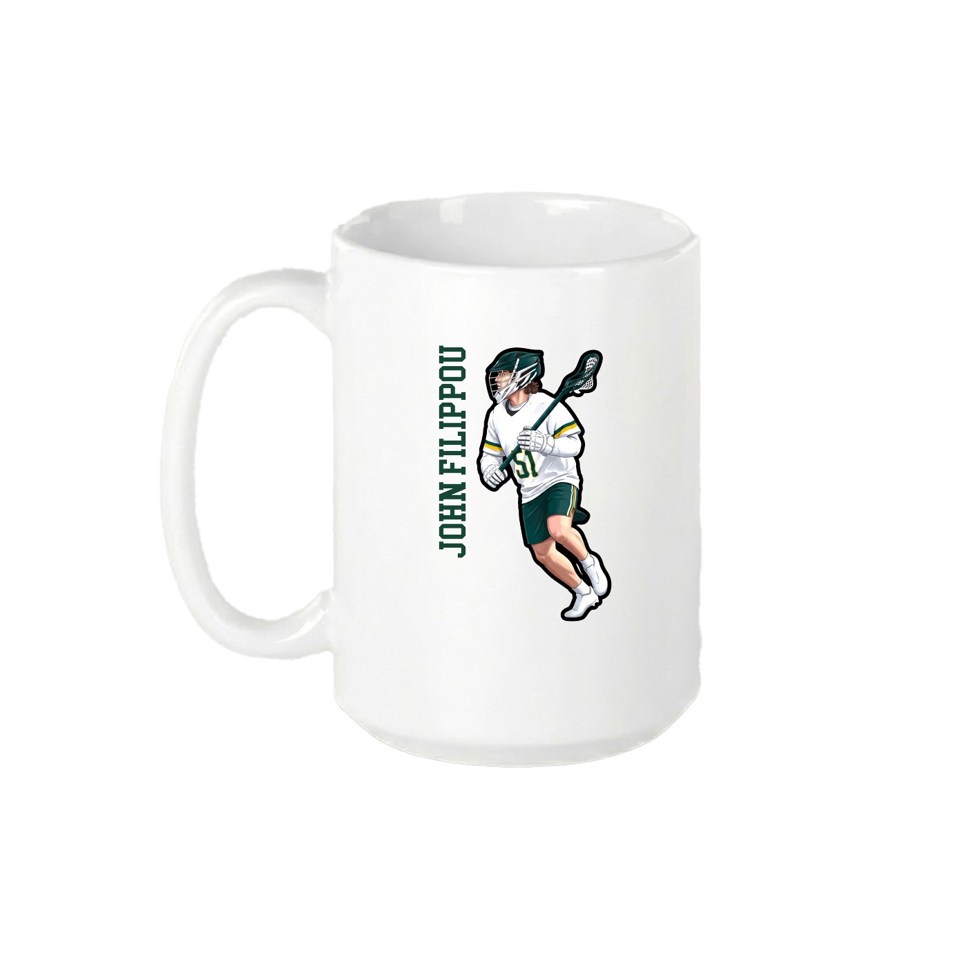 15oz Coffee Mug — Name Vertical in White