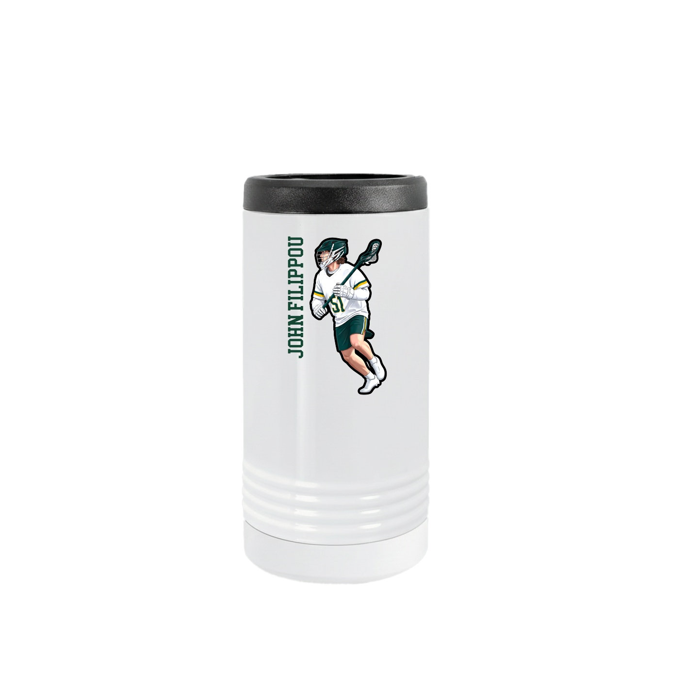 Slim Beverage Holder — Name Vertical in White