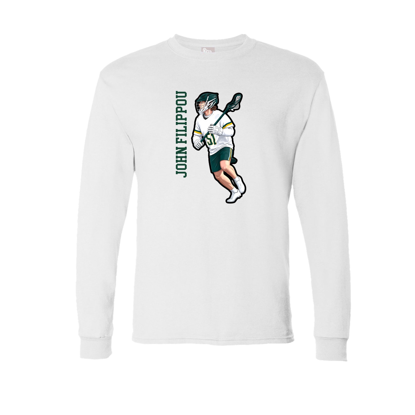 Long Sleeve Tee — Name Vertical in White