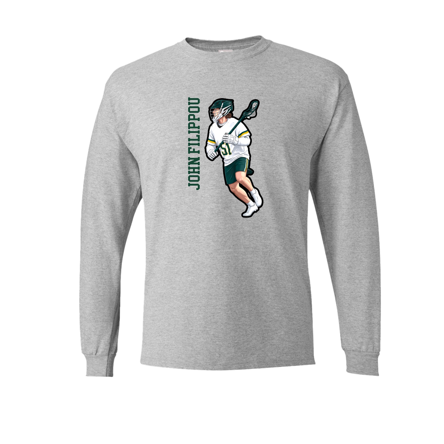 Long Sleeve Tee — Name Vertical in Grey