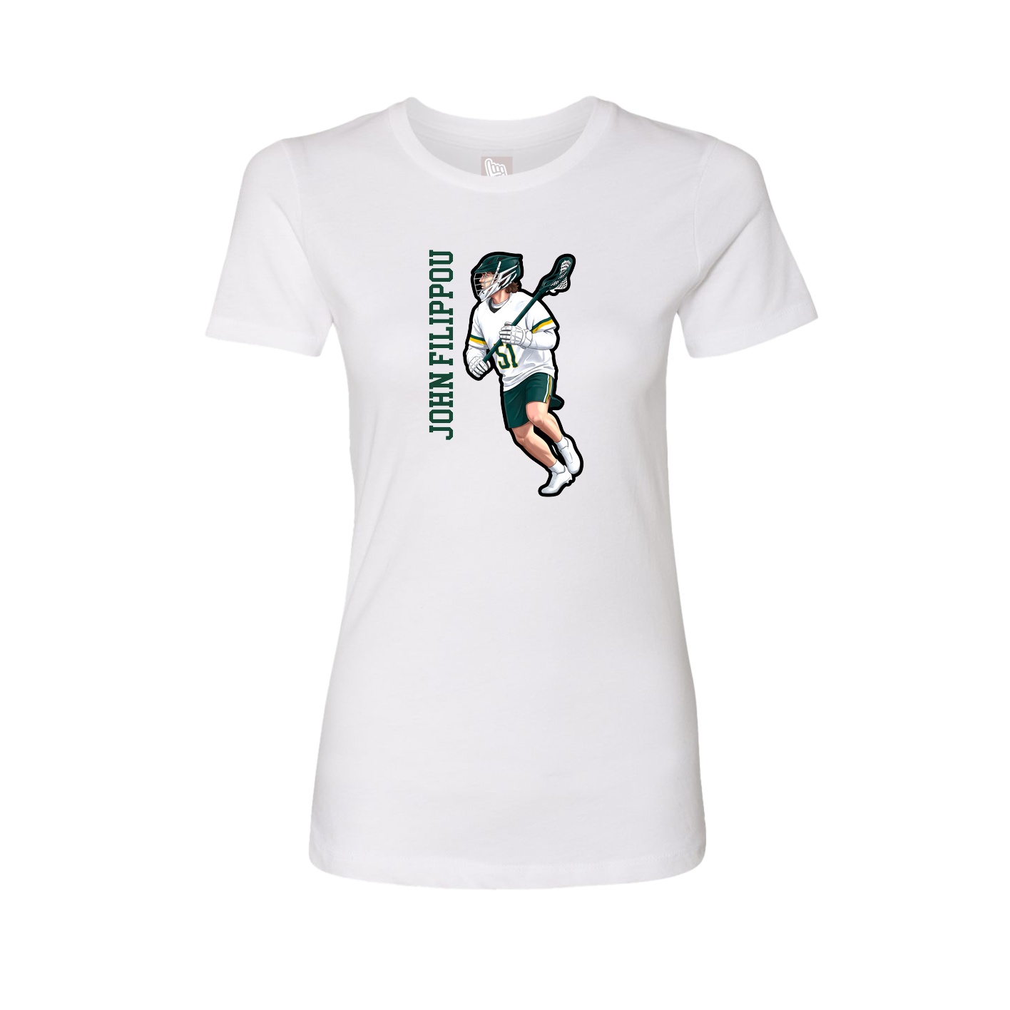 Womens Tee — Name Vertical in White