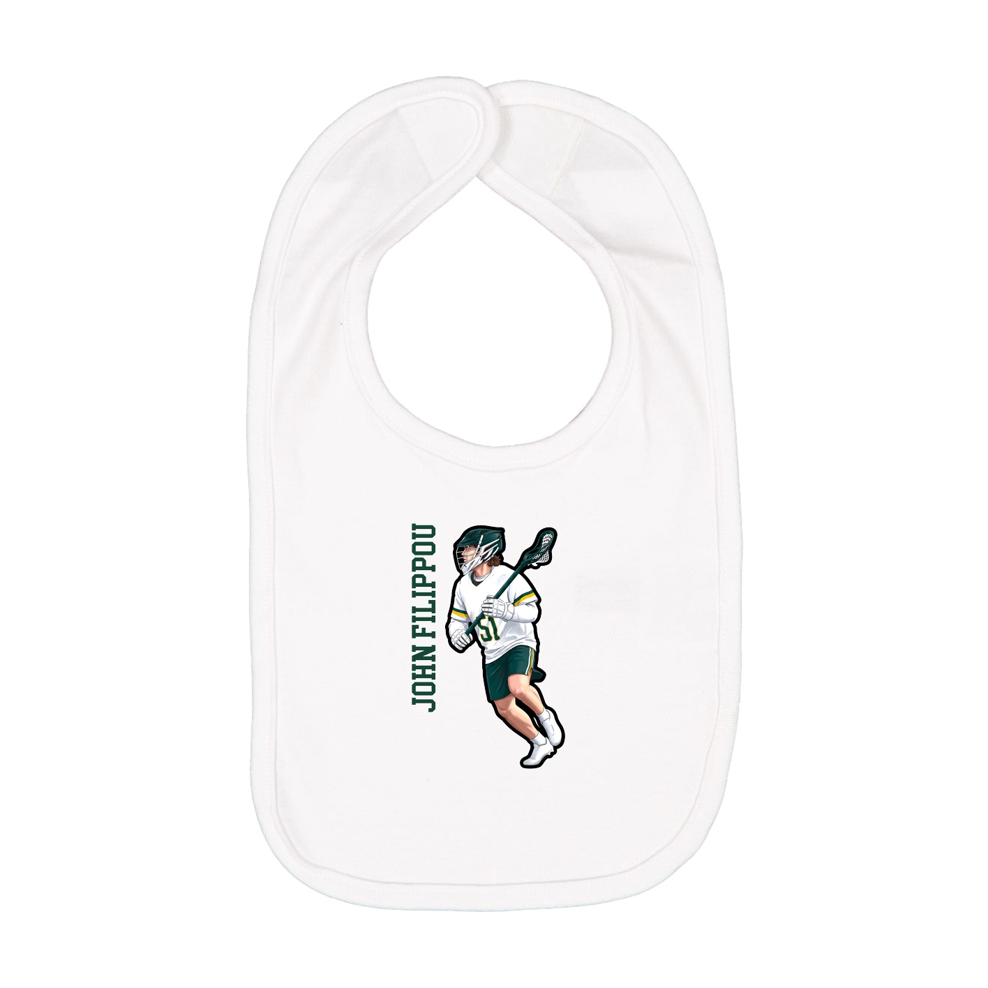 Infant Bib — Name Vertical in White