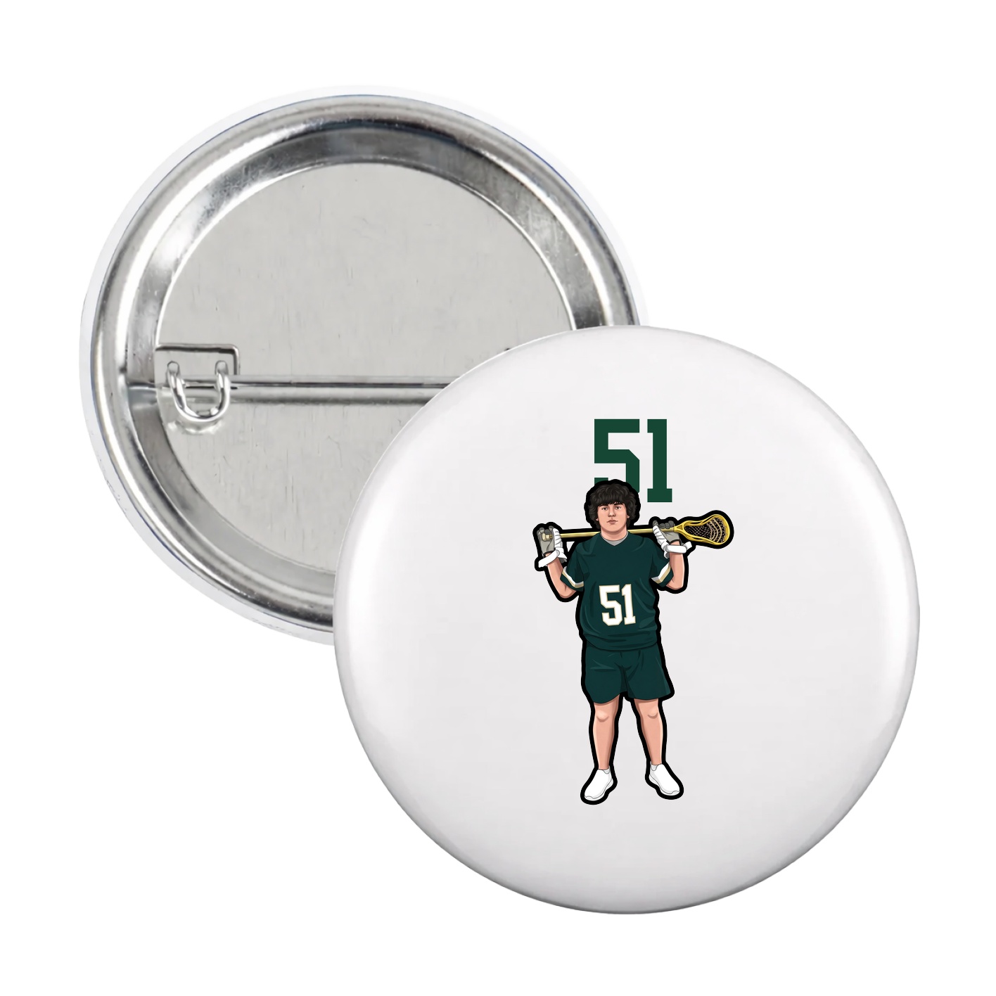 Game Day Button — Number Top in White