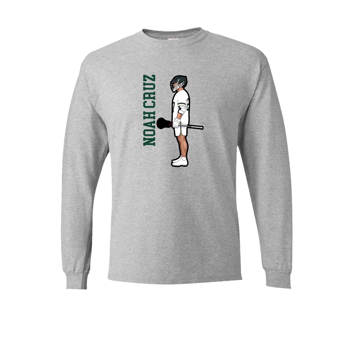 Long Sleeve Tee — Name Vertical in Grey