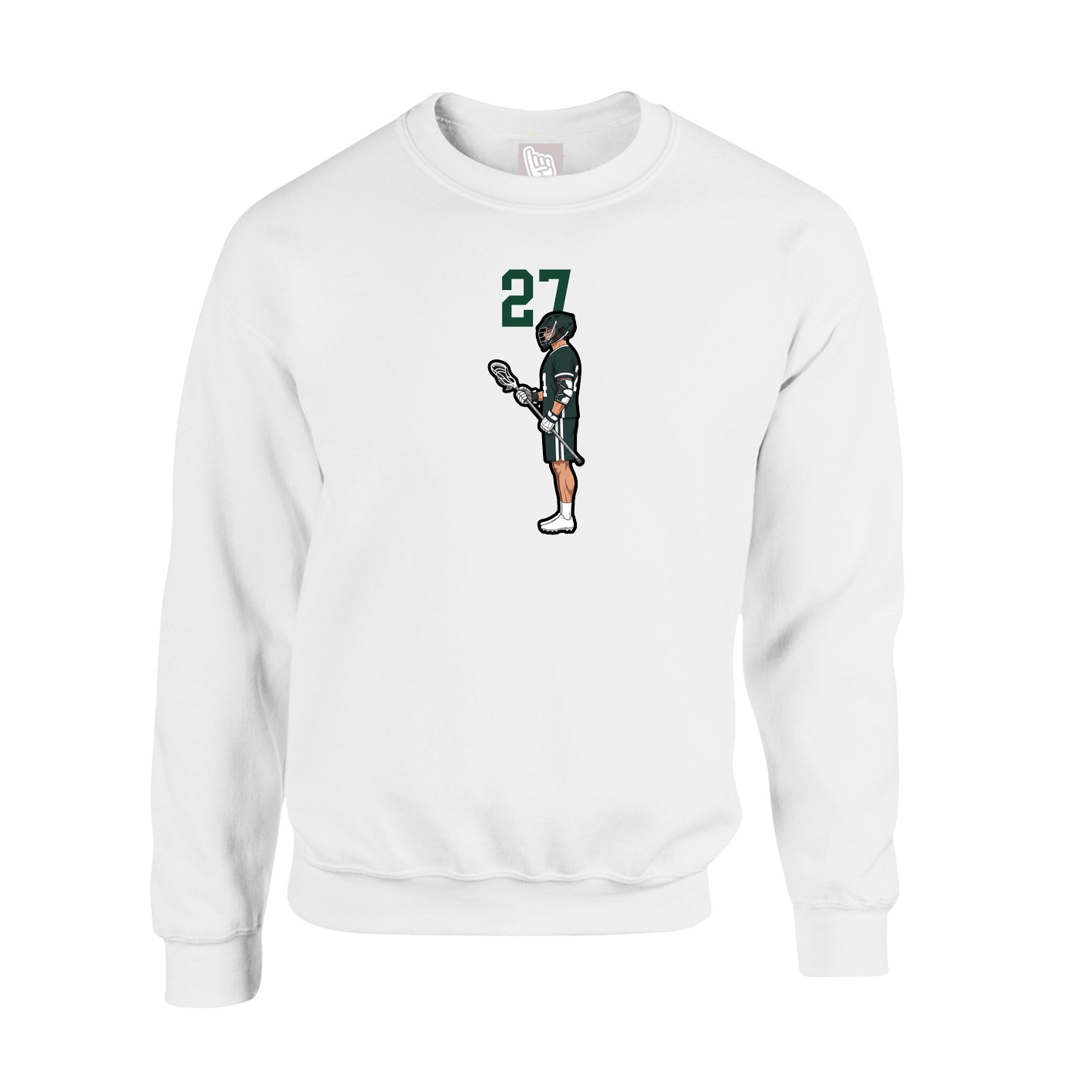 Fleece Crew — Number Top in White