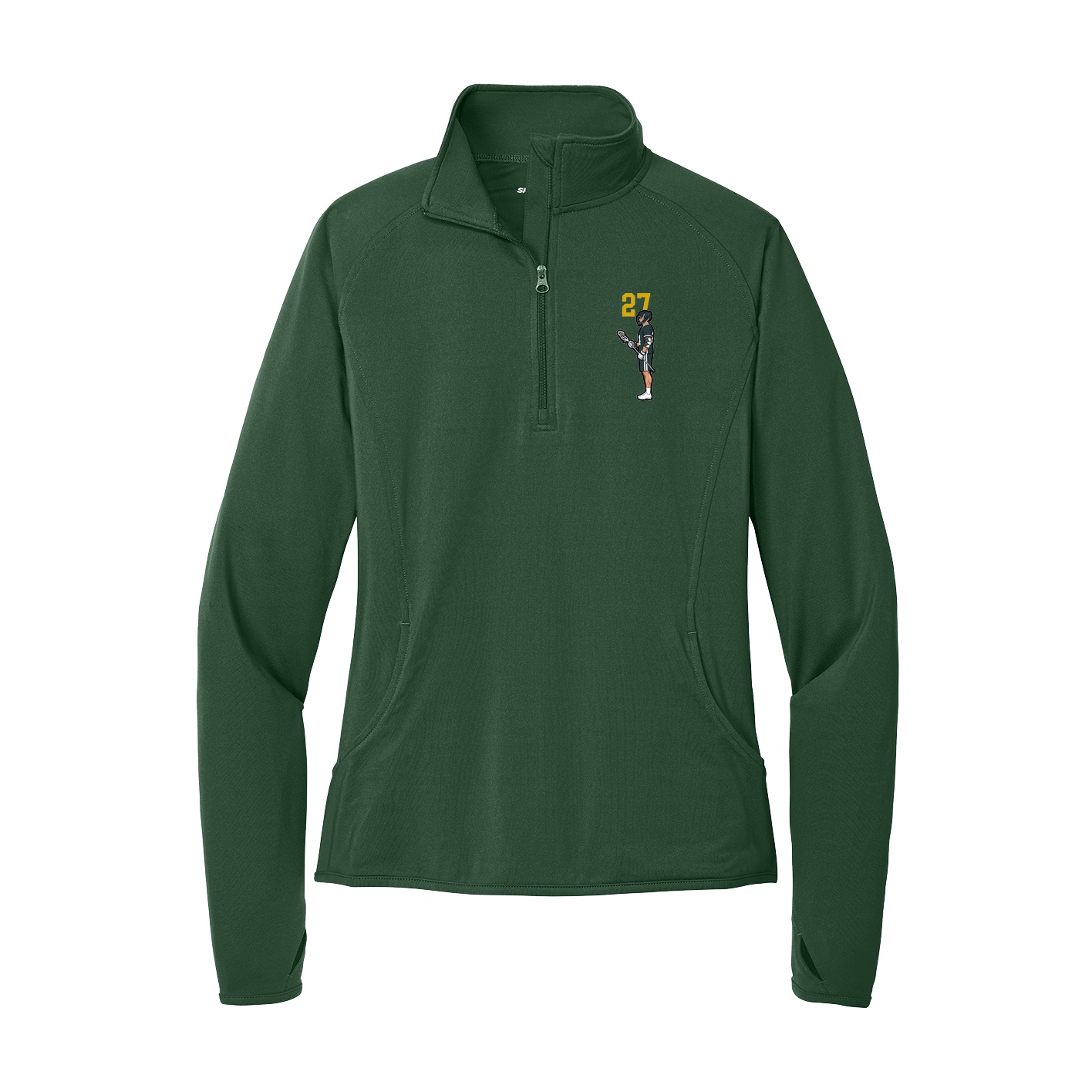 Women's Q-Zip Pullover — Number Top in Green