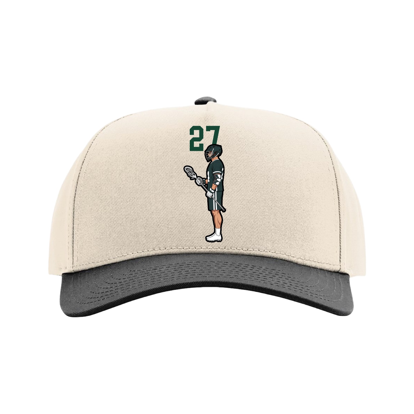 Full Fabric Five-Panel Champ Cap — Number Top in Cream/Black