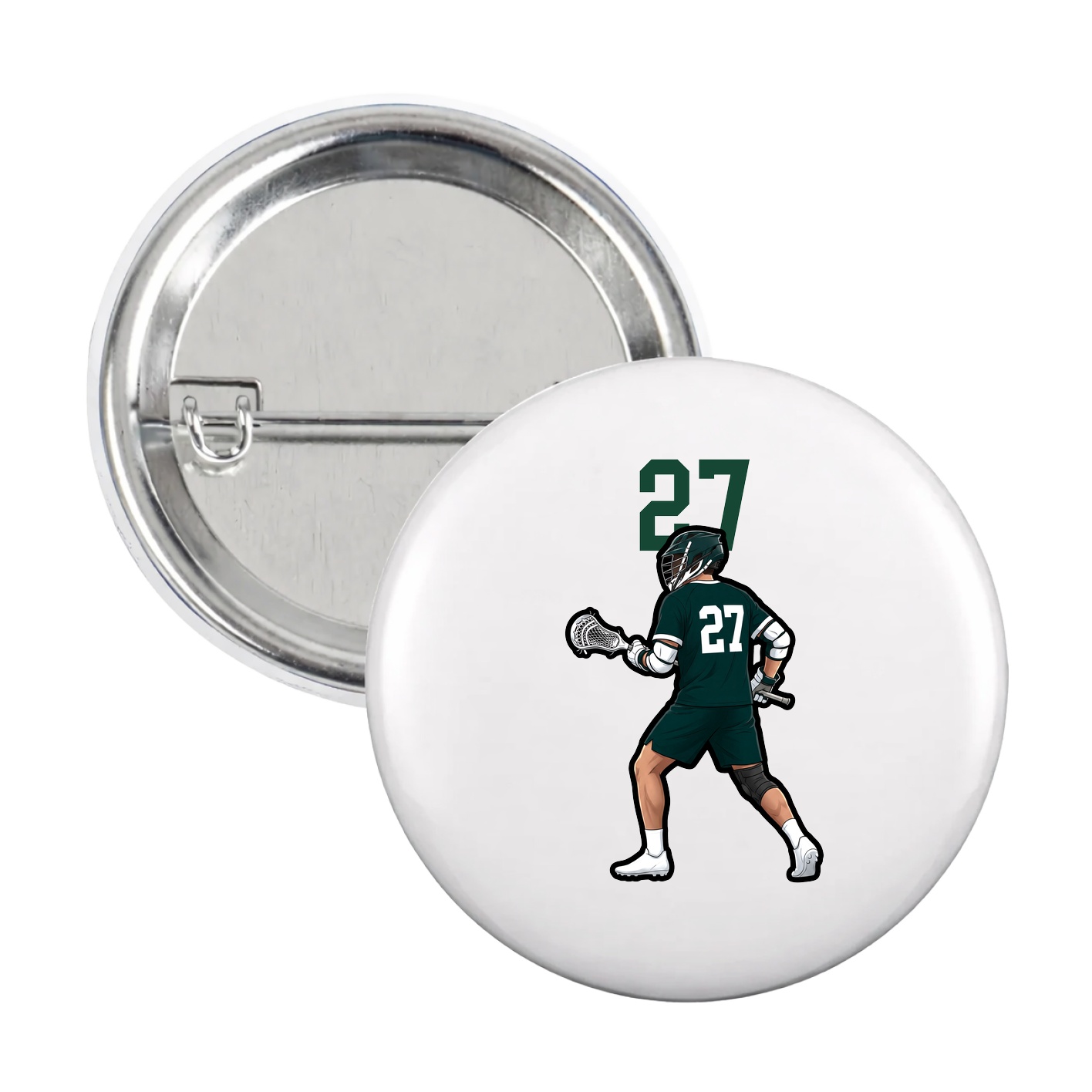 Game Day Button — Number Top in White
