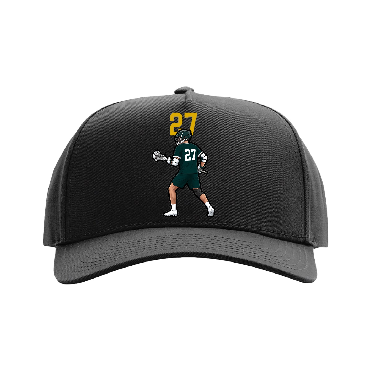 Full Fabric Five-Panel Champ Cap — Number Top in Black