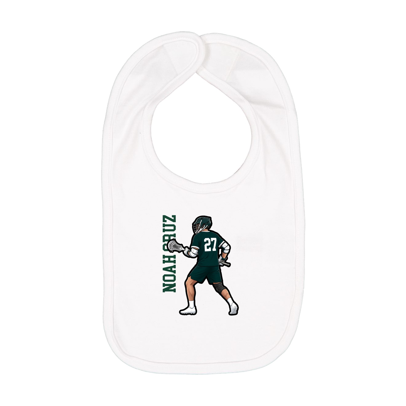 Infant Bib — Name Vertical in White
