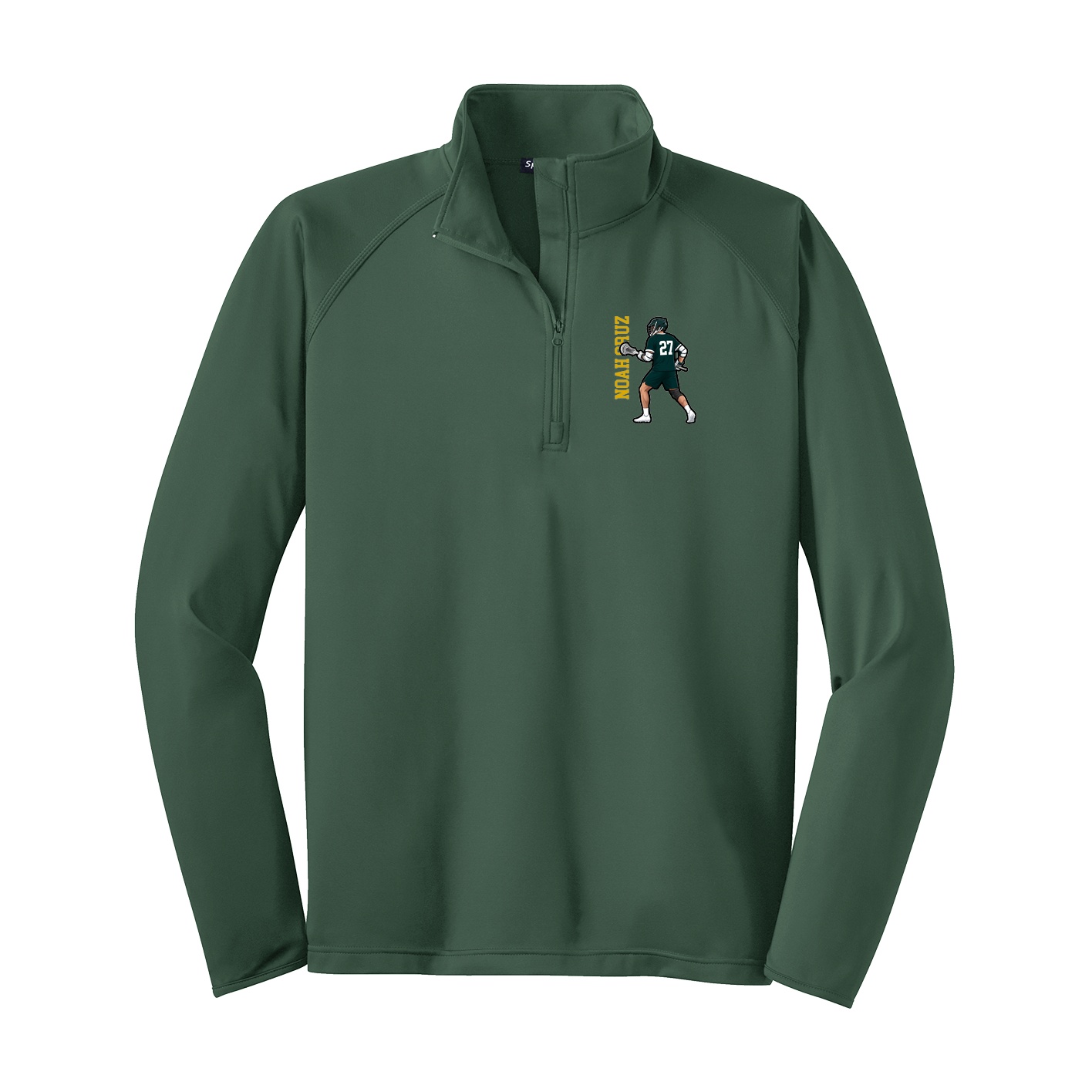Q-Zip Pullover — Name Vertical in Green
