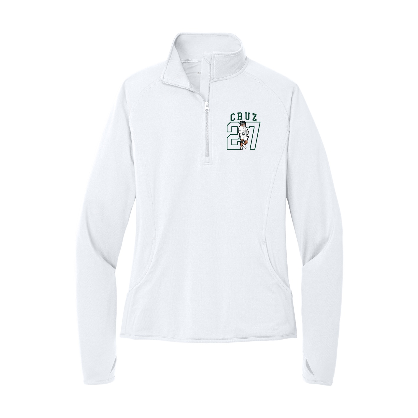 Women's Q-Zip Pullover — Shirsey in White