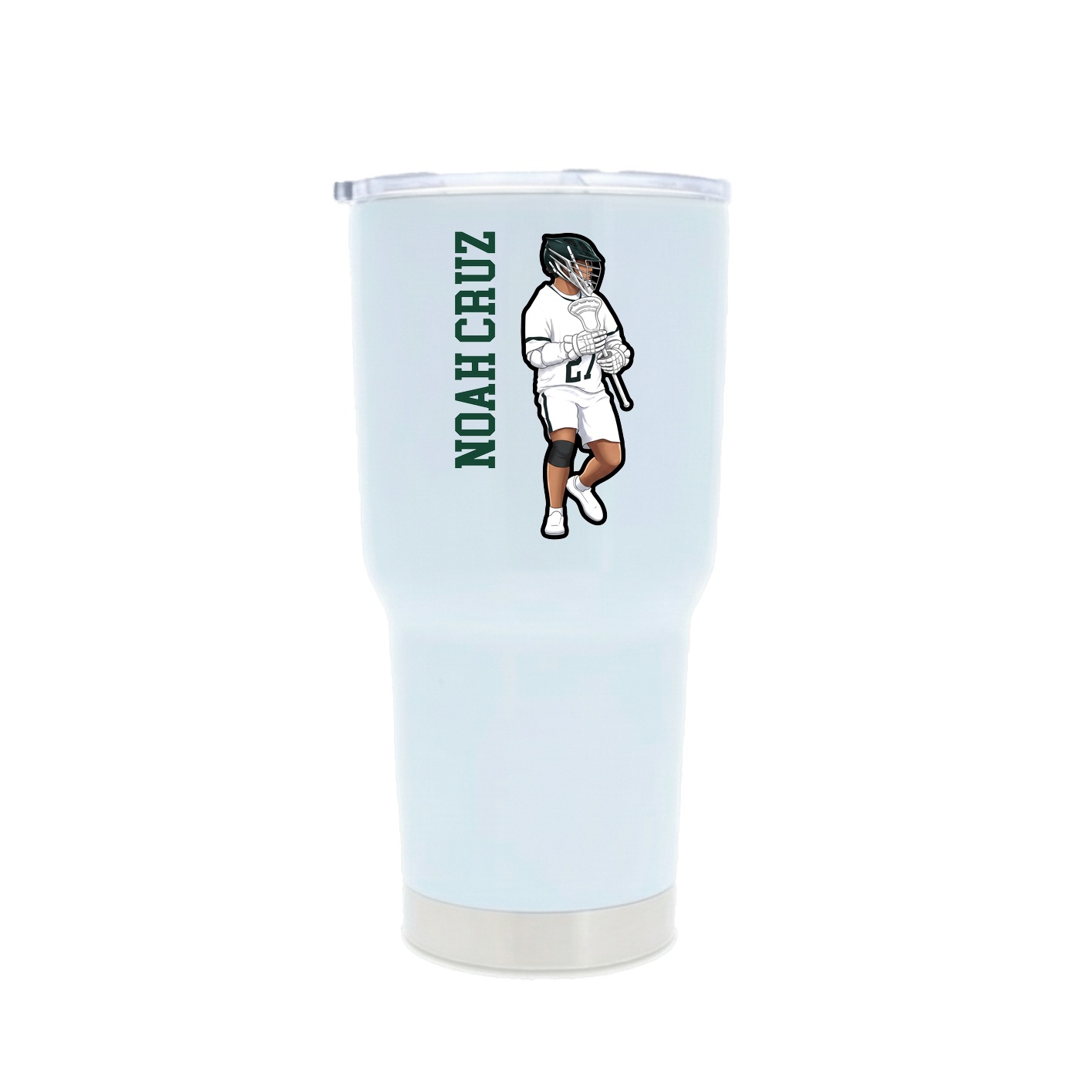 30oz Stainless Steel Tumbler — Name Vertical in White
