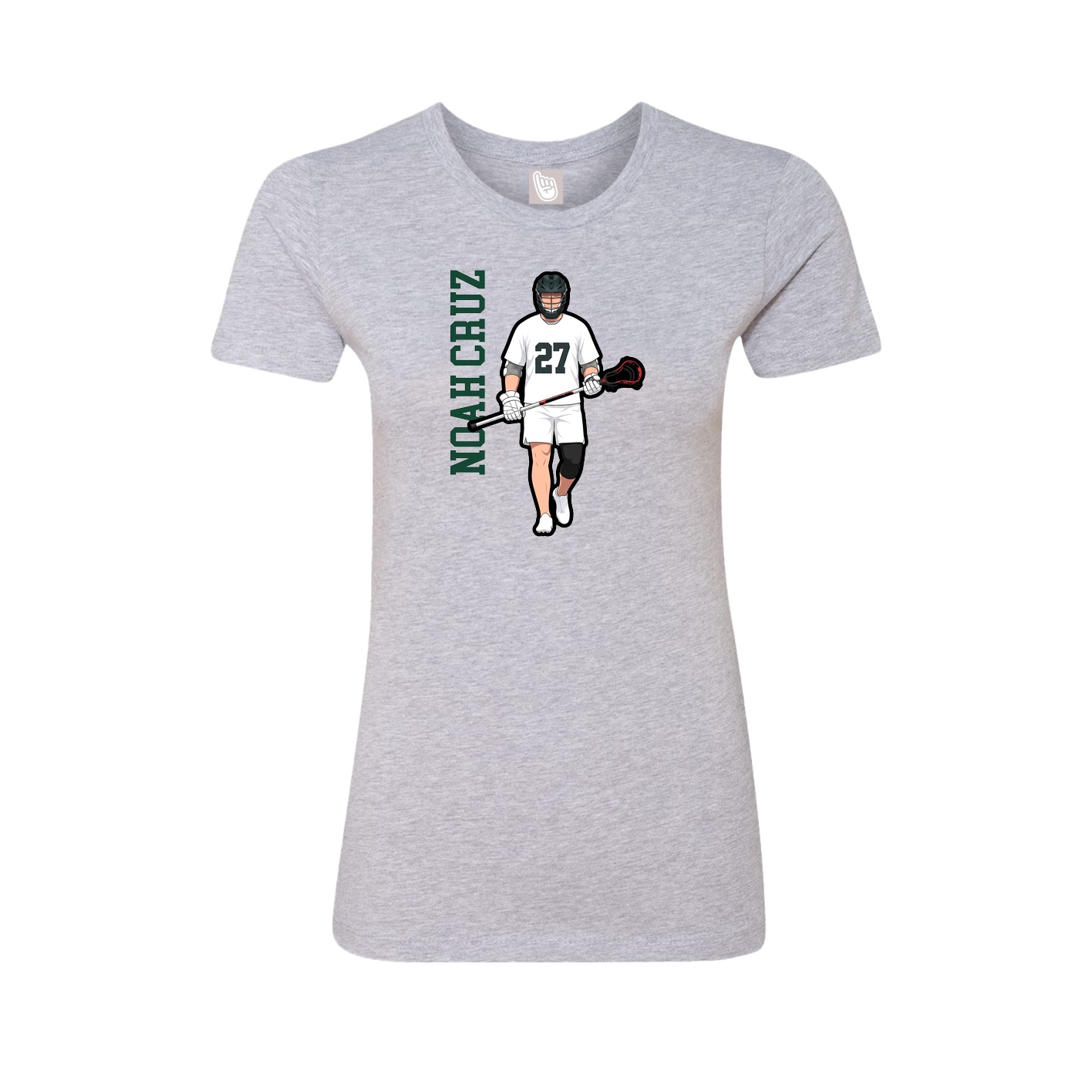 Womens Tee — Name Vertical in Grey