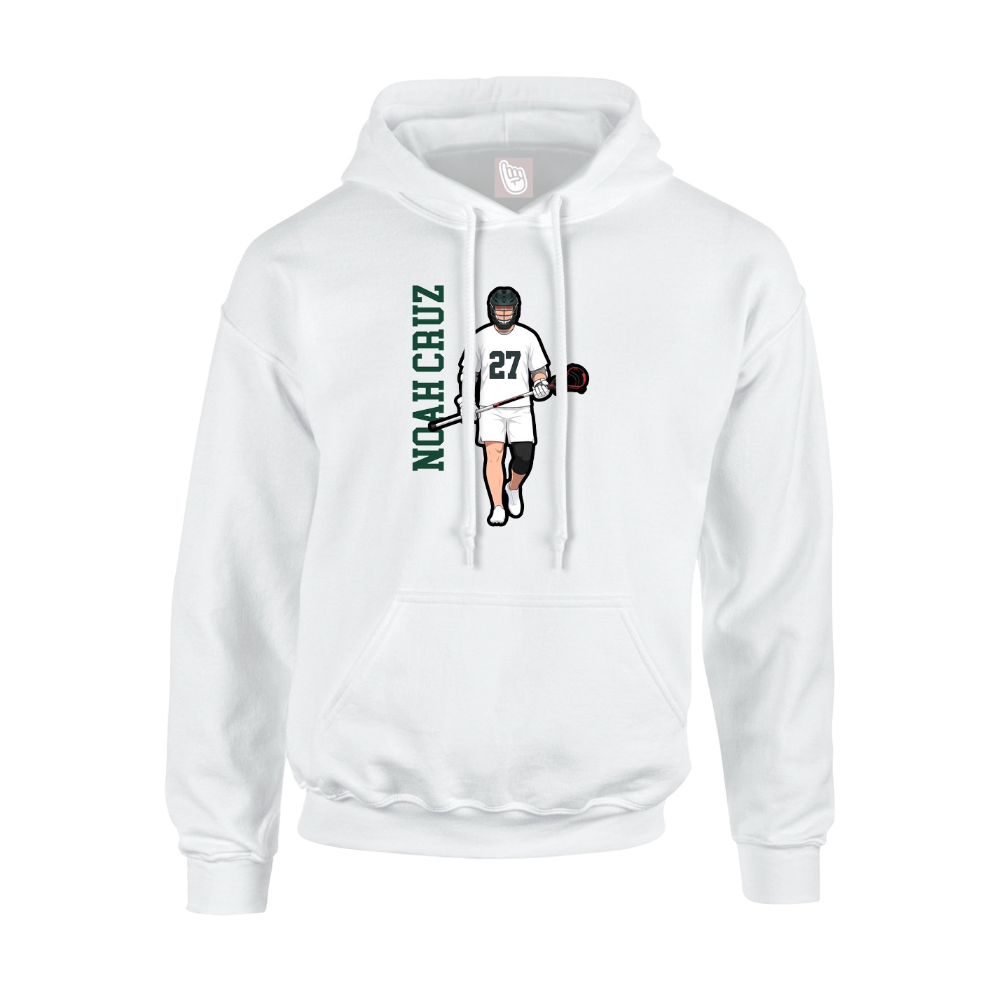 Youth Hoodie — Name Vertical in White